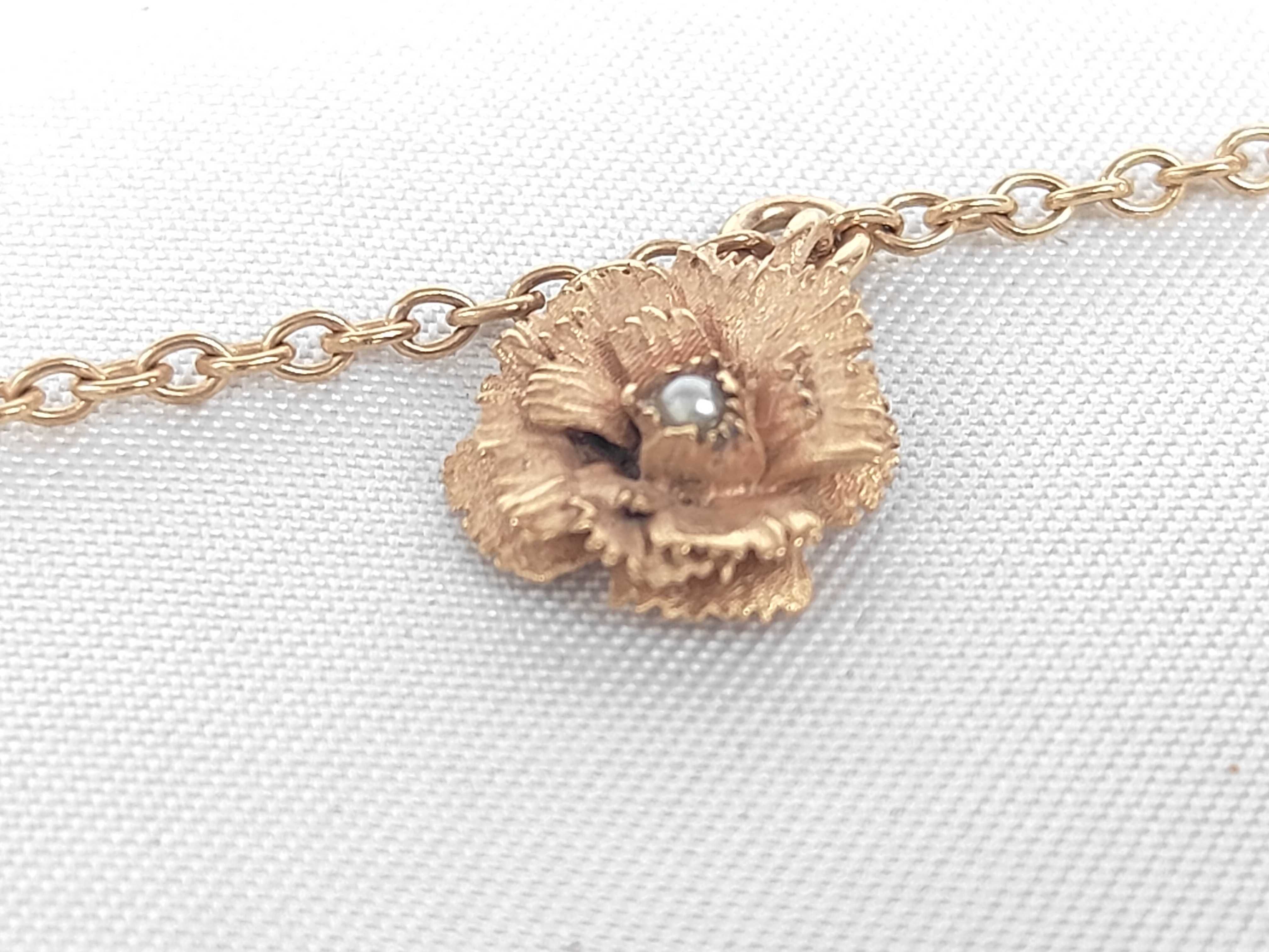 Flower Motif Pearl Necklace — view 3