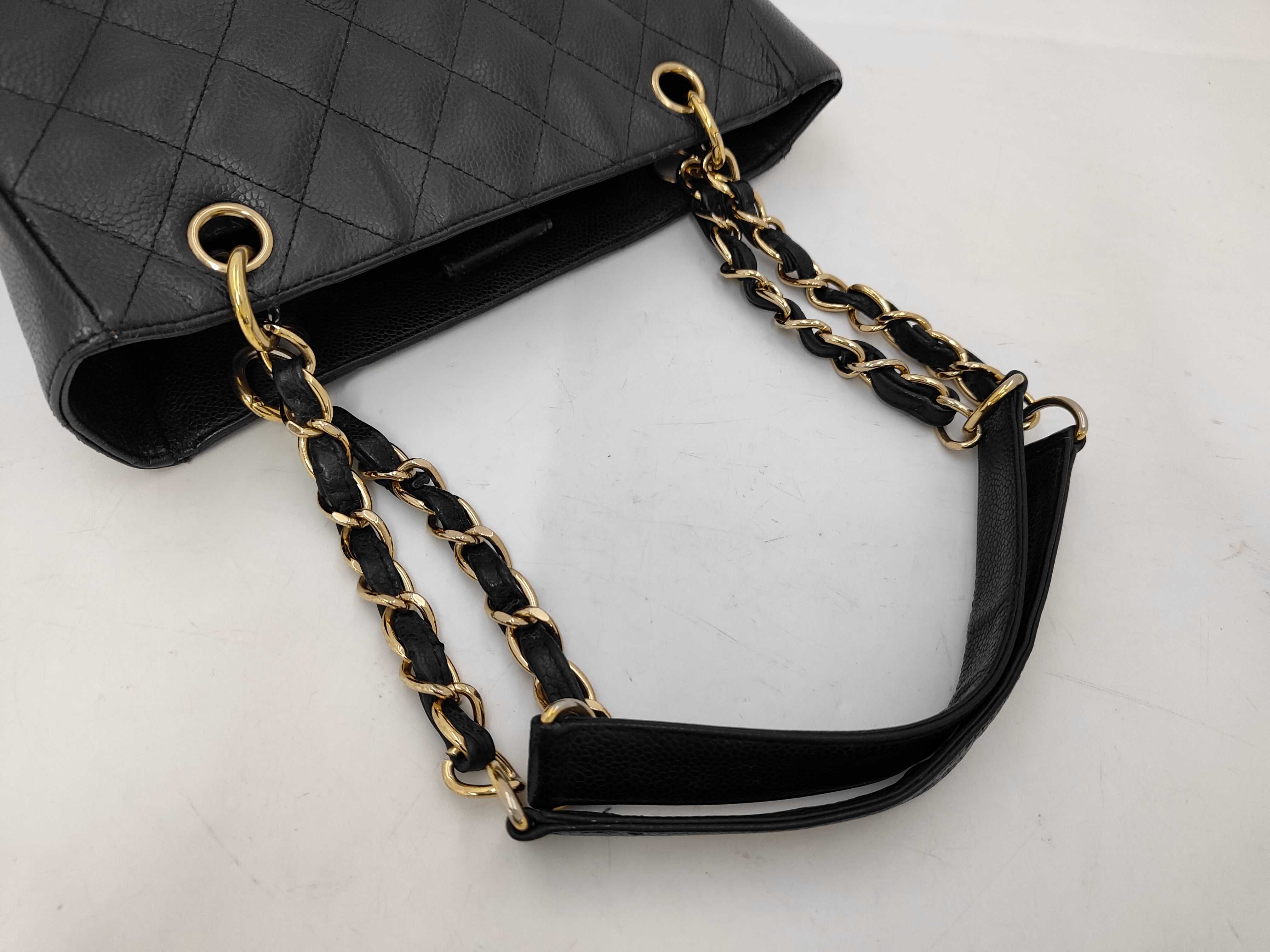 PST Chain Tote Bag, Caviar Leather, Black, Serial Number 9 — view 3