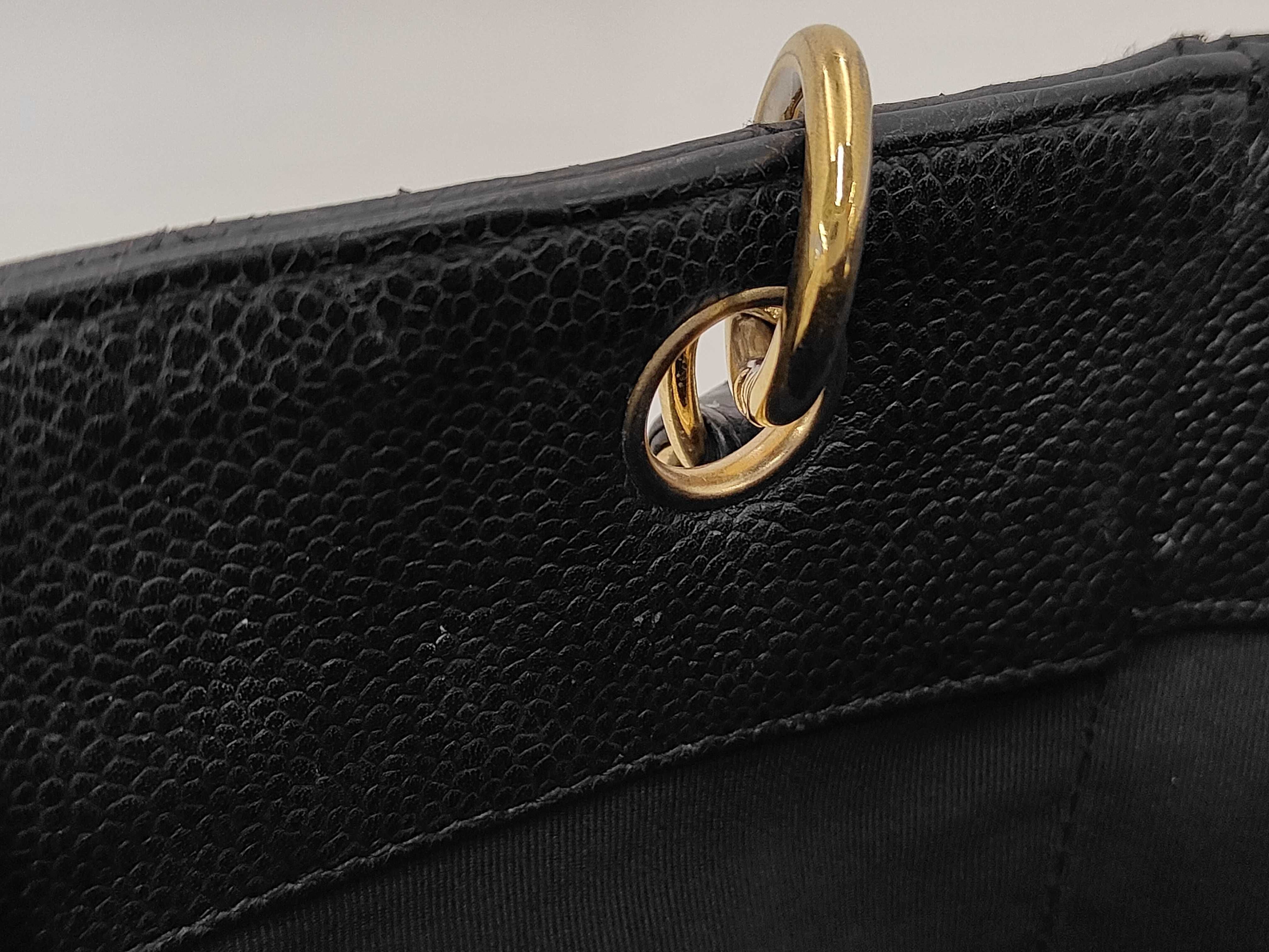 PST Chain Tote Bag, Caviar Leather, Black, Serial Number 9 — view 7