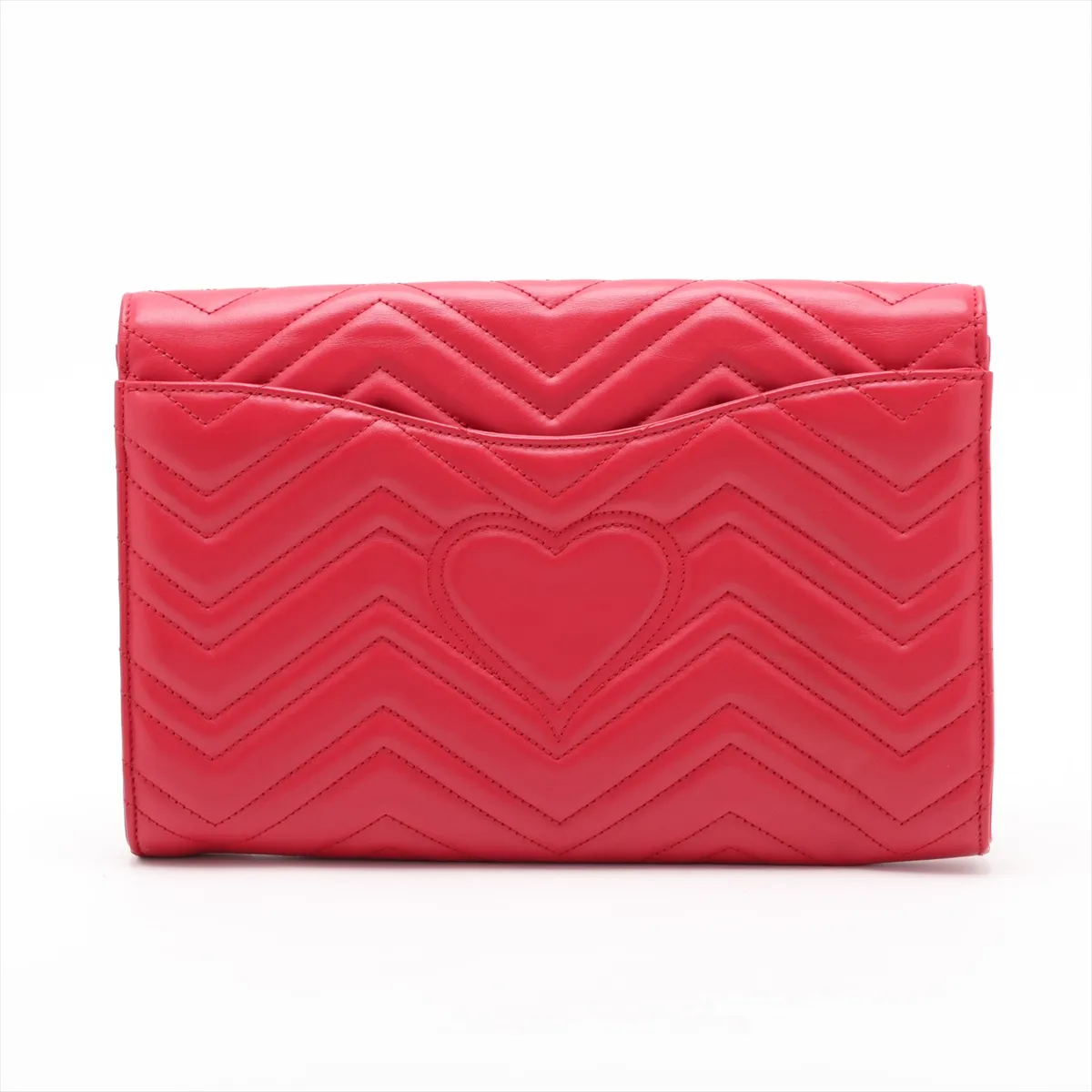 GG Marmont 498079 Leather Clutch Bag, Red — view 2