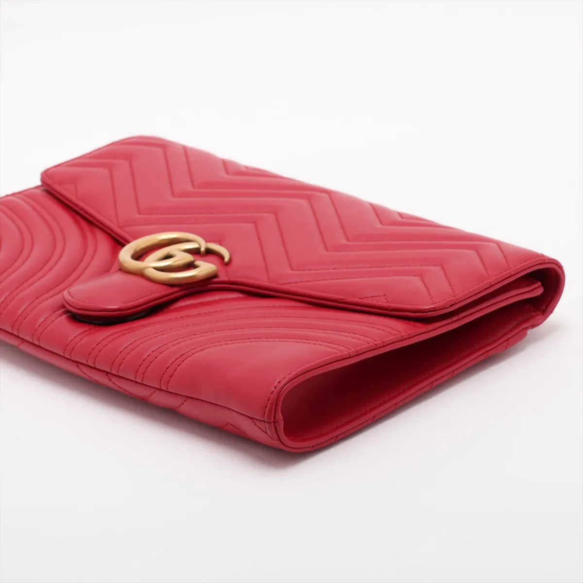 GG Marmont 498079 Leather Clutch Bag, Red — view 3