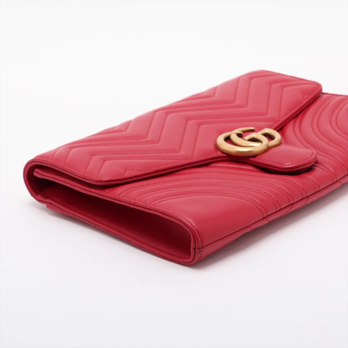 GG Marmont 498079 Leather Clutch Bag, Red — view 4