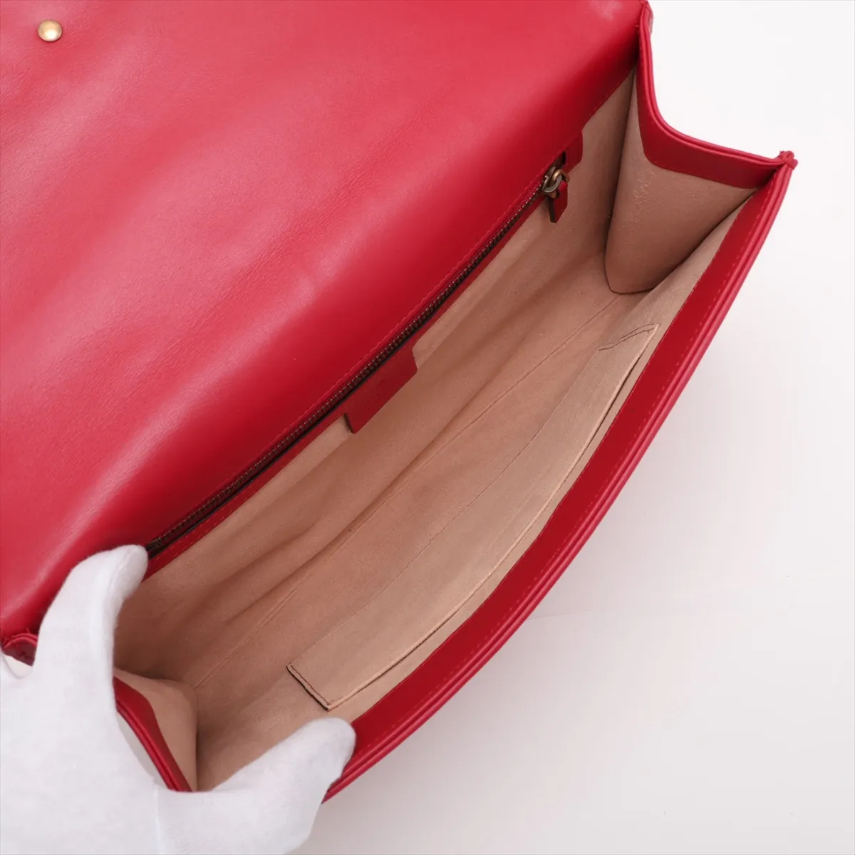 GG Marmont 498079 Leather Clutch Bag, Red — view 5