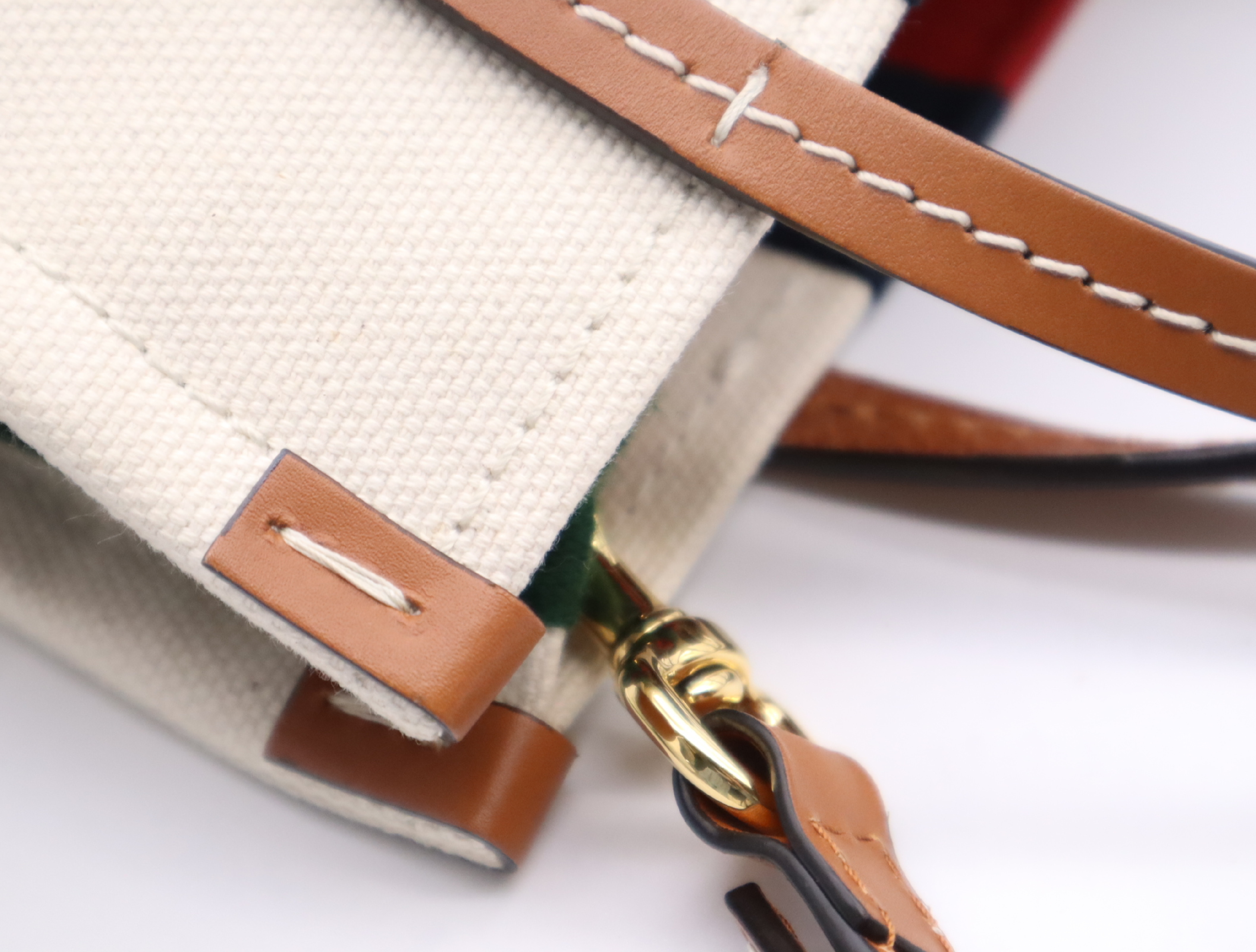 727735 Canvas Interlocking G Sherry Line Mini Tote Bag White Brown with Shoulder Strap and Dust Bag — view 8