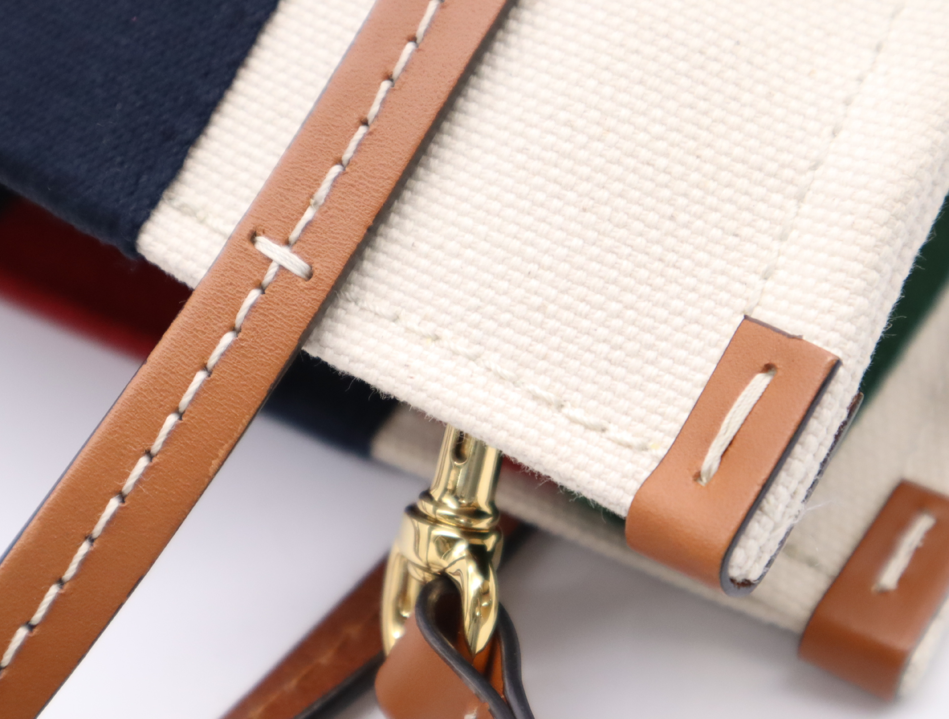 727735 Canvas Interlocking G Sherry Line Mini Tote Bag White Brown with Shoulder Strap and Dust Bag — view 9