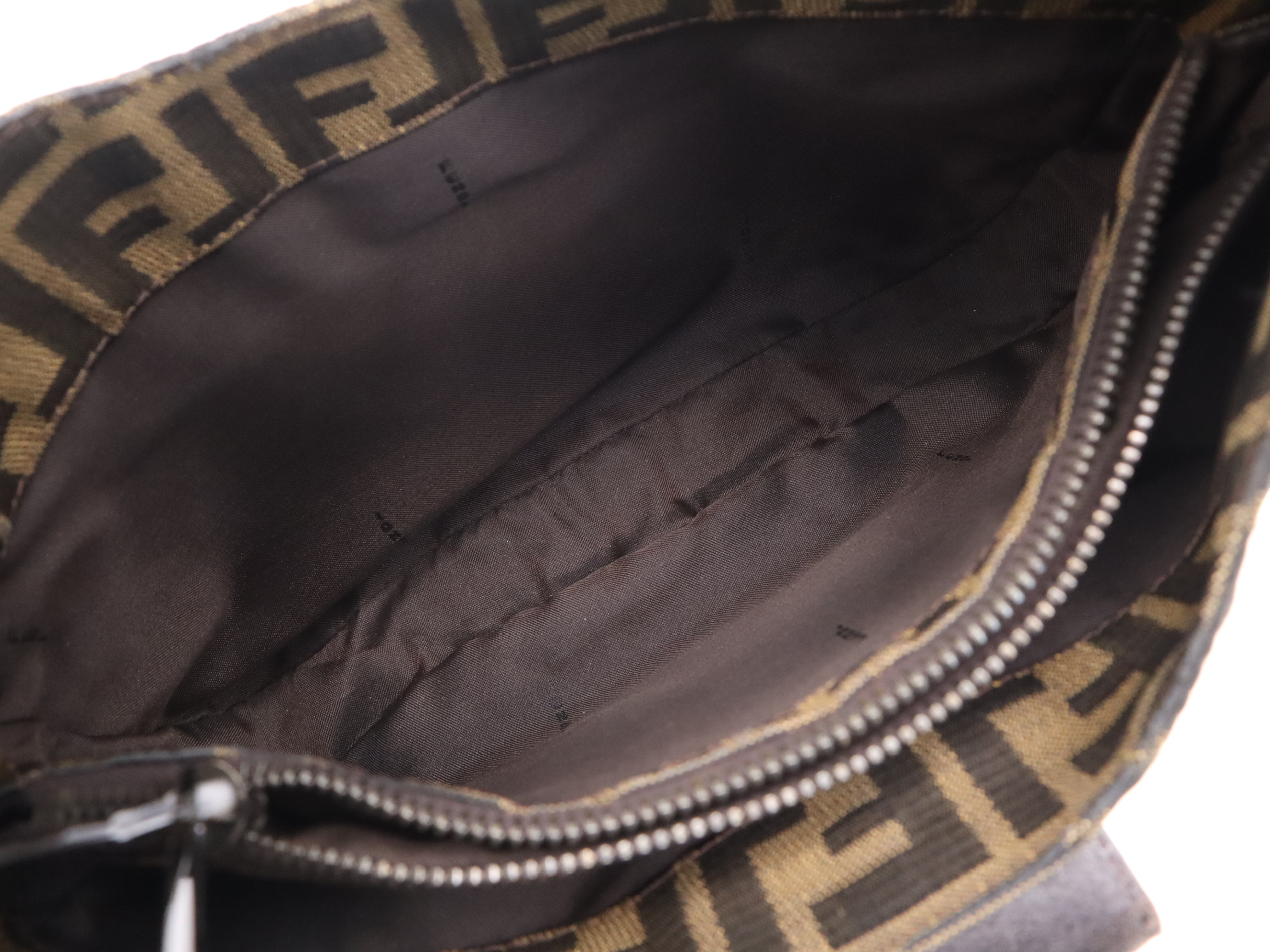 Canvas/Leather Zucca Mamma Bucket Shoulder Bag, Khaki Brown, Silver Hardware — view 12