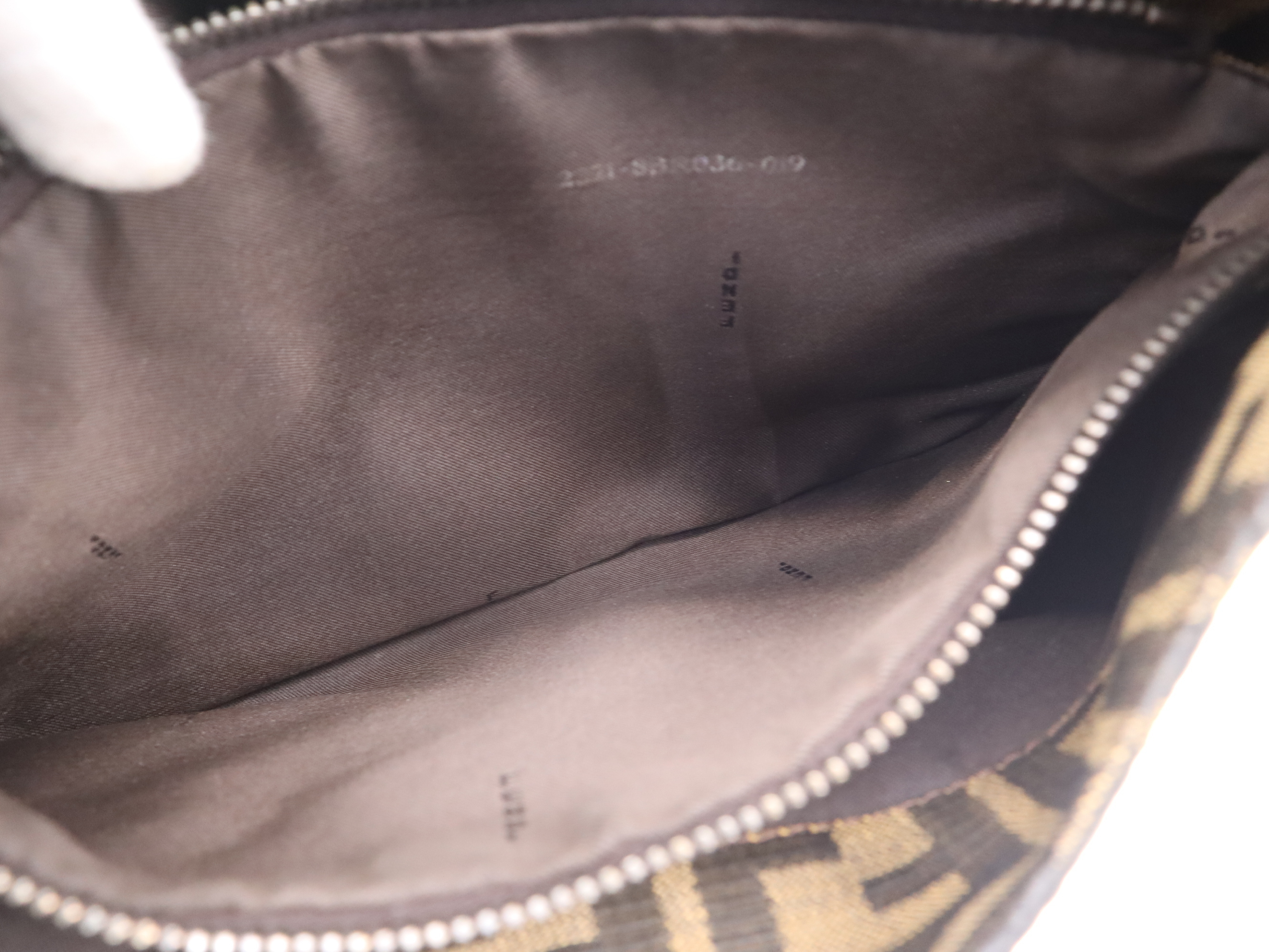 Canvas/Leather Zucca Mamma Bucket Shoulder Bag, Khaki Brown, Silver Hardware — view 13