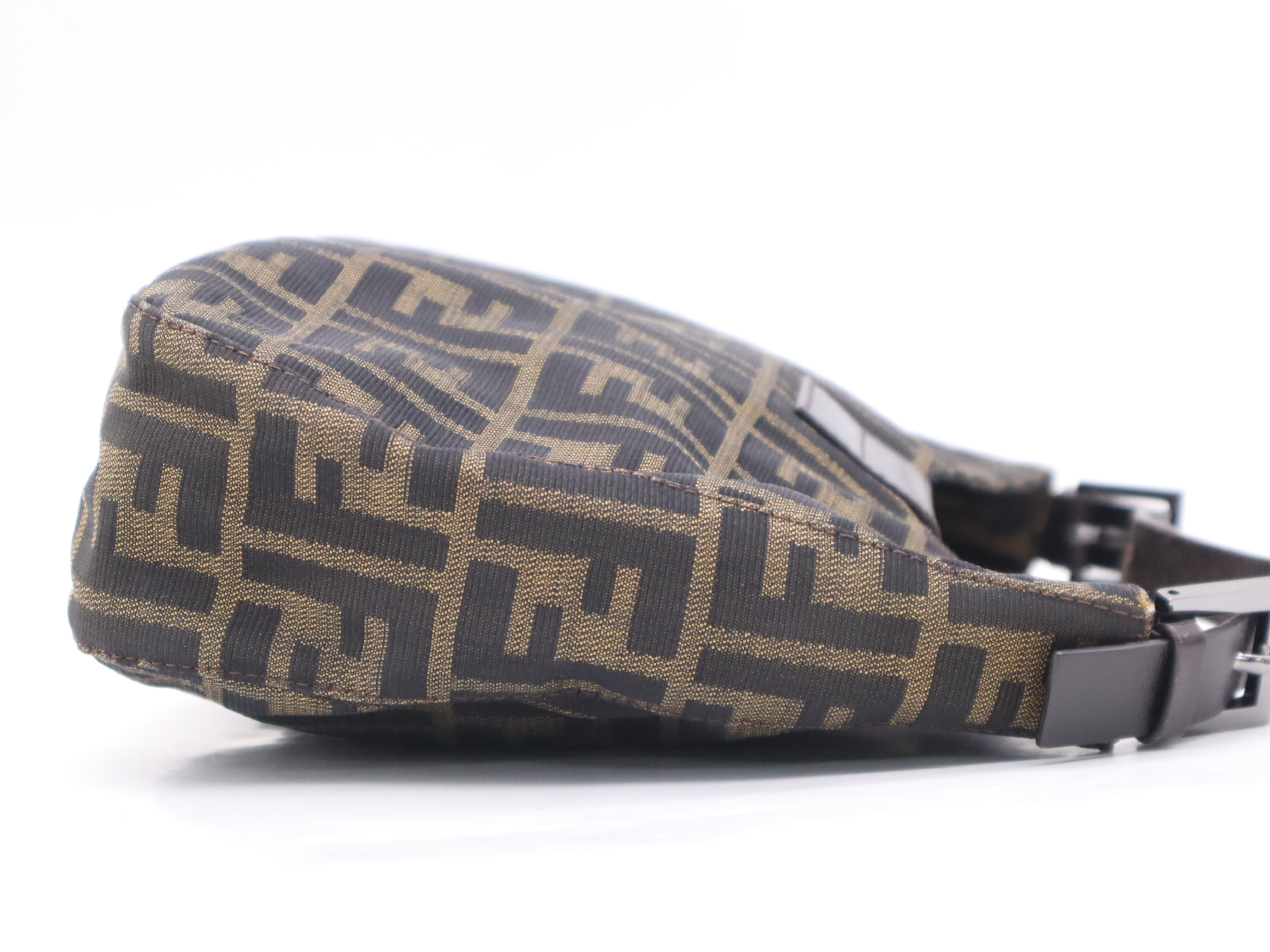 Canvas/Leather Zucca Mamma Bucket Shoulder Bag, Khaki Brown, Silver Hardware — view 5