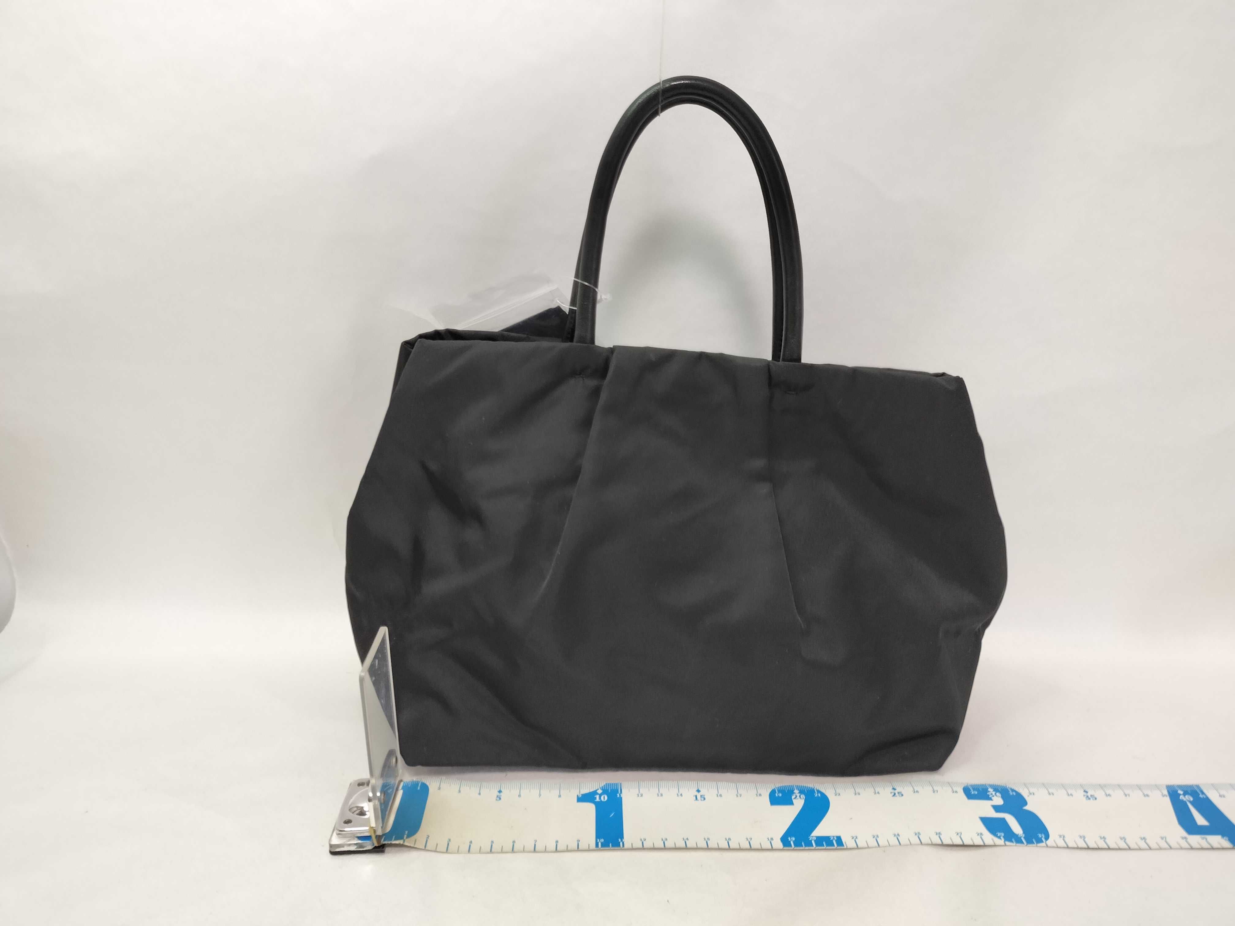Nylon Leather Ribbon Handbag (Black) — view 2