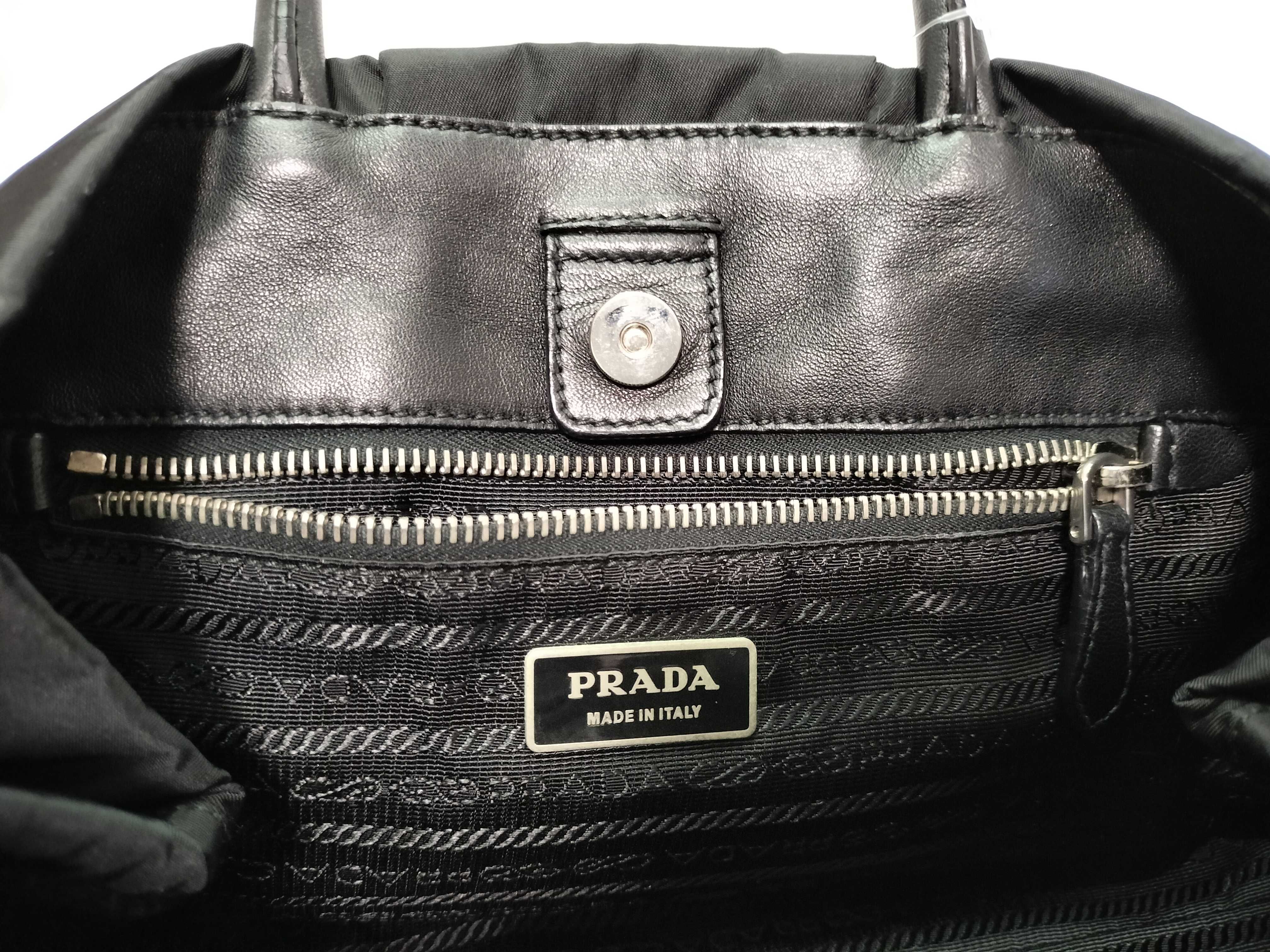 Nylon Leather Ribbon Handbag (Black) — view 14