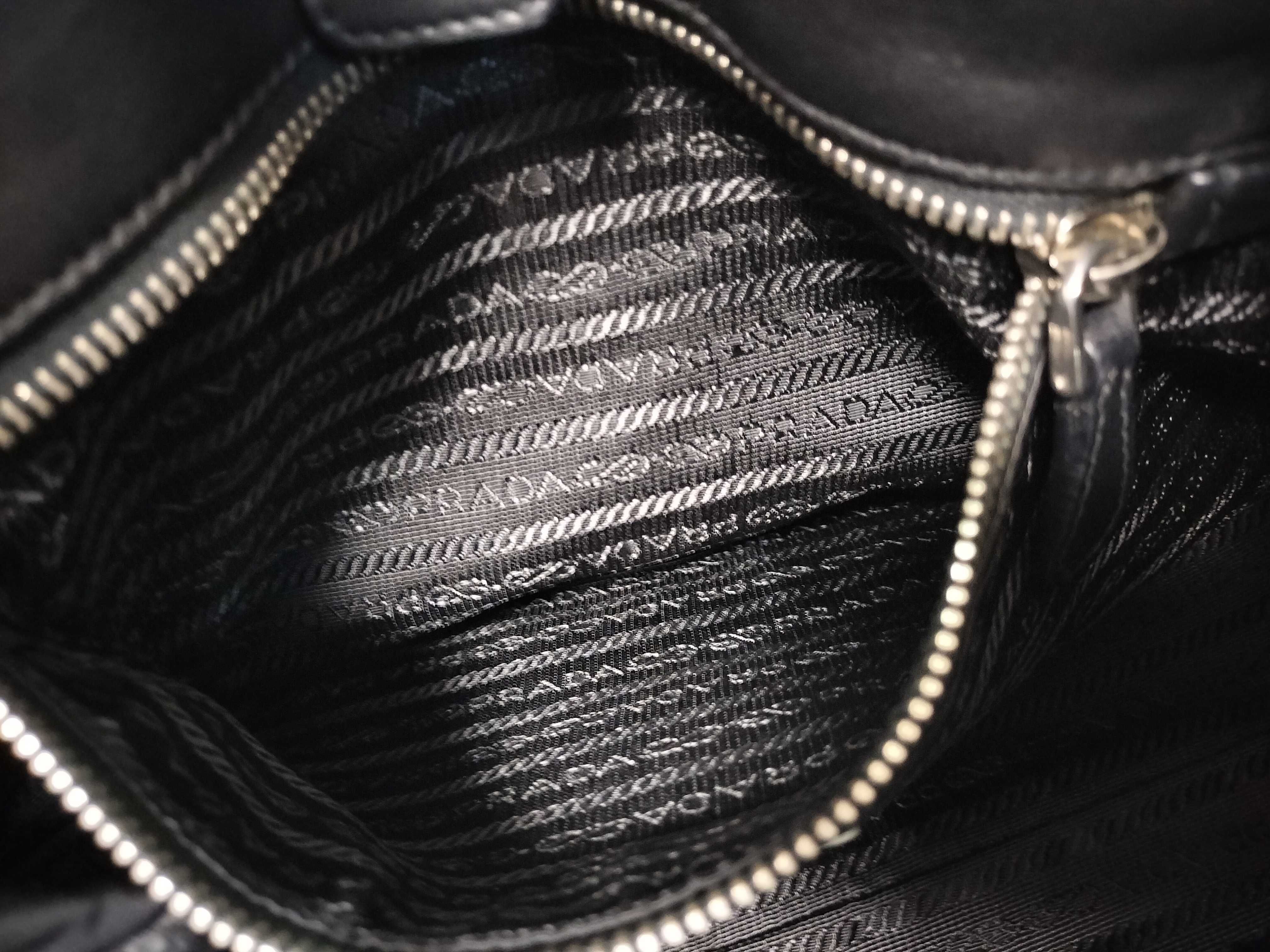 Nylon Leather Ribbon Handbag (Black) — view 15