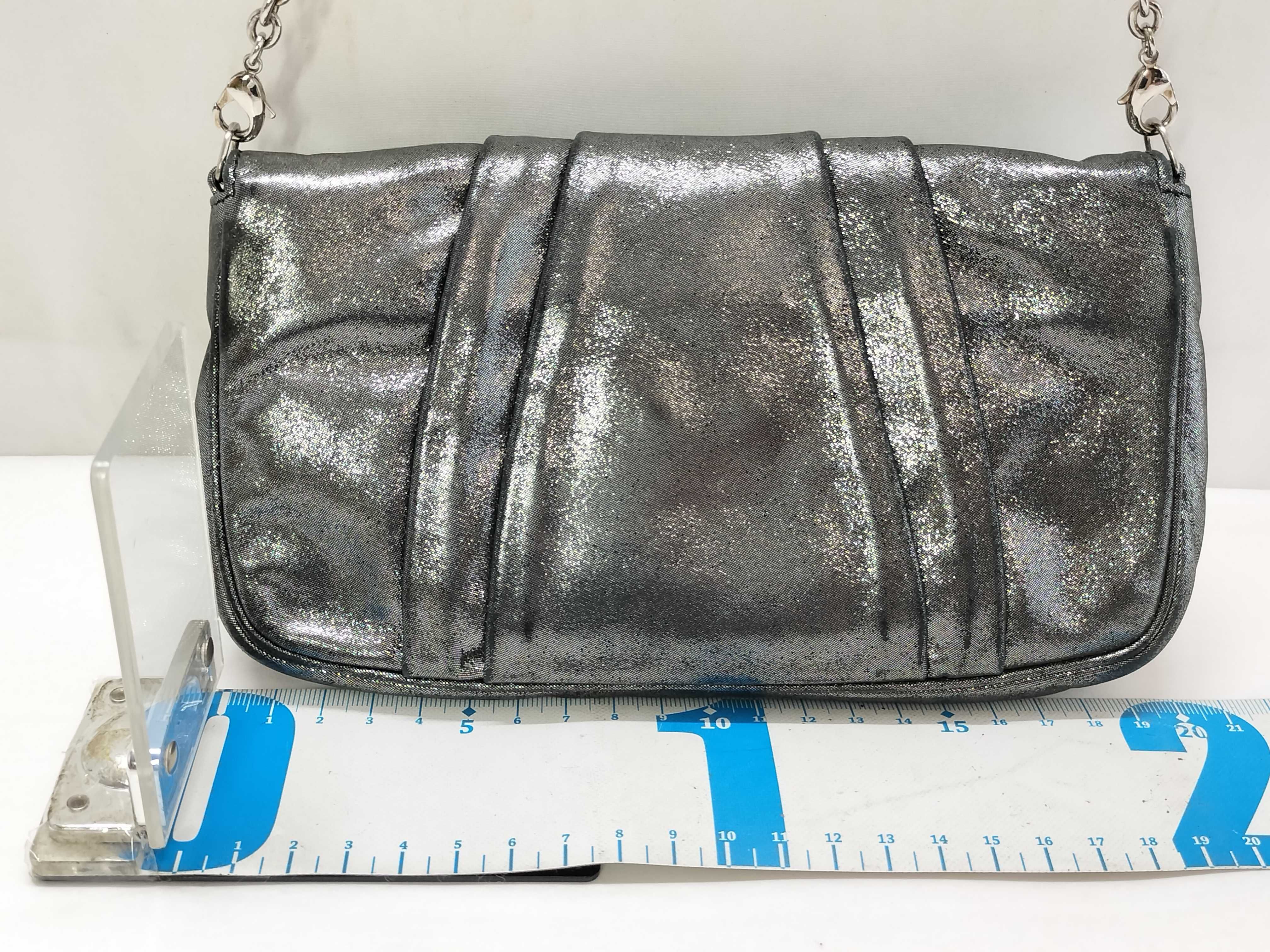 Mamma Fendi Baguette Clutch Bag, Metallic Gray, Silver Hardware, FF Logo, Shoulder Bag — view 2
