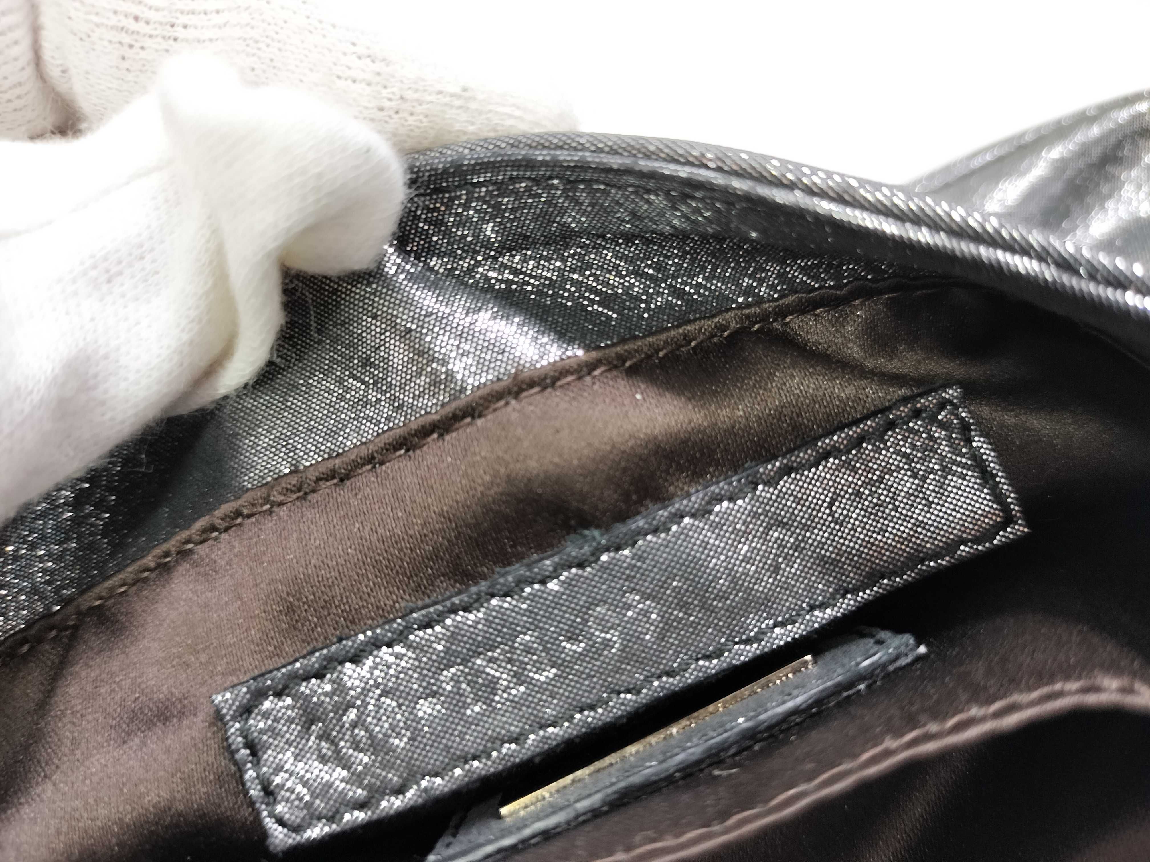 Mamma Fendi Baguette Clutch Bag, Metallic Gray, Silver Hardware, FF Logo, Shoulder Bag — view 9