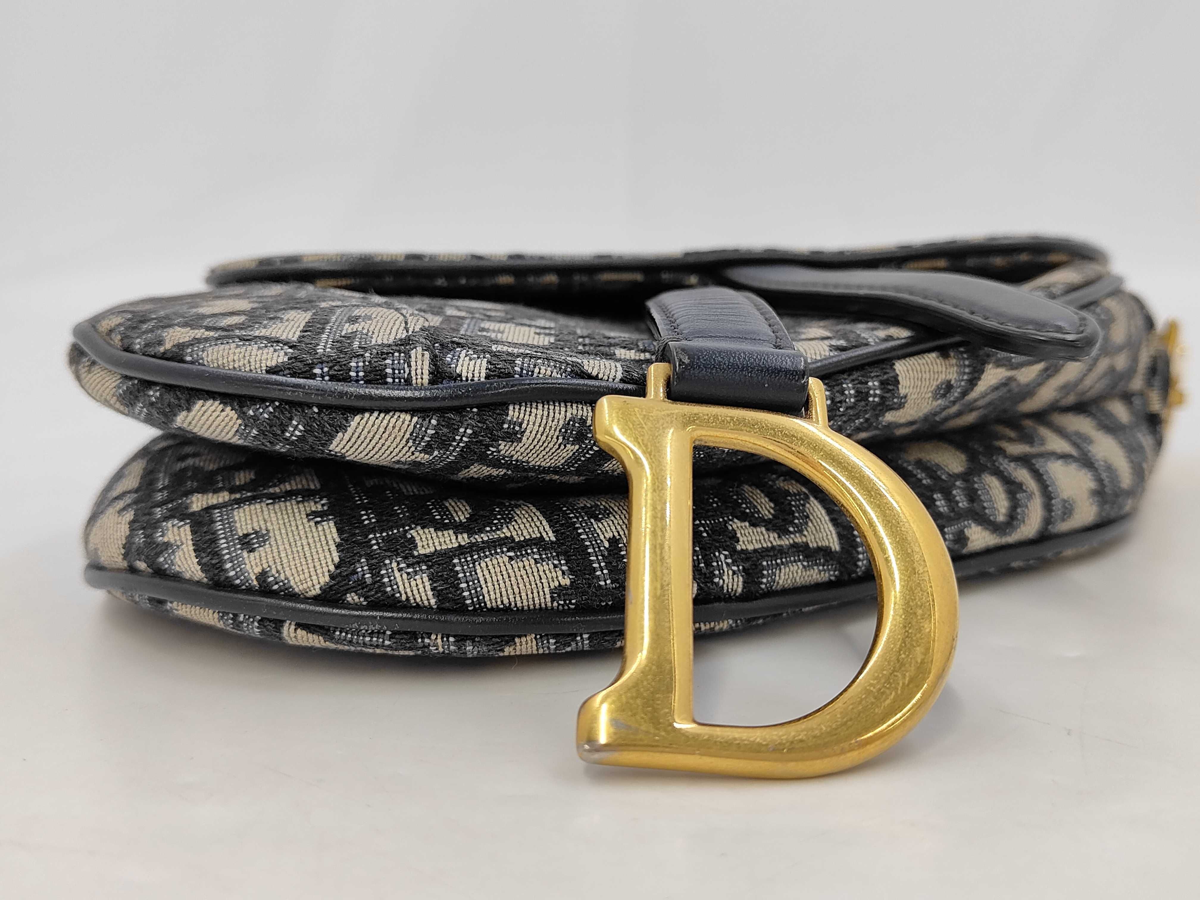 Saddle Blue Gold Oblique Handbag — view 3