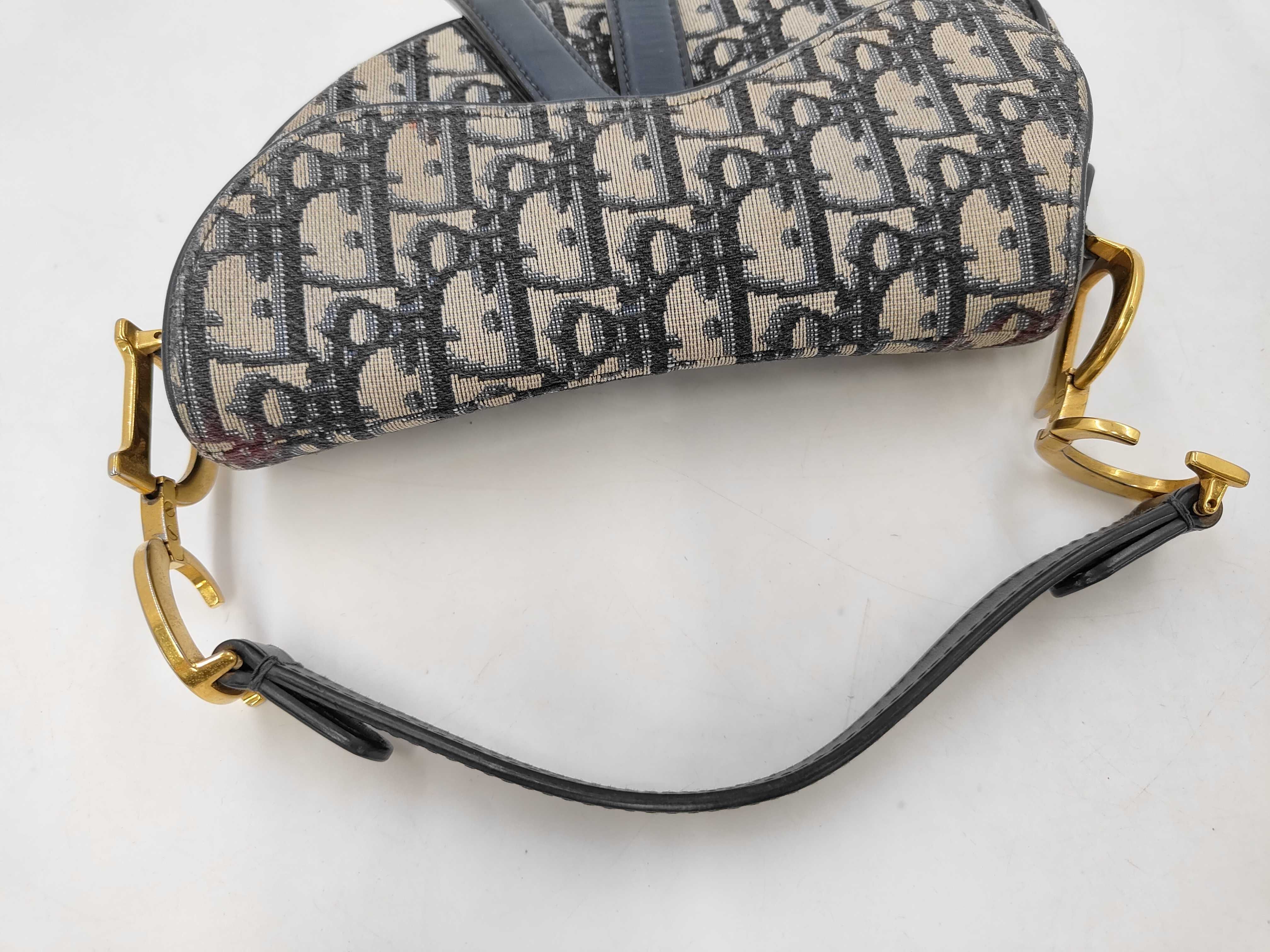 Saddle Blue Gold Oblique Handbag — view 6
