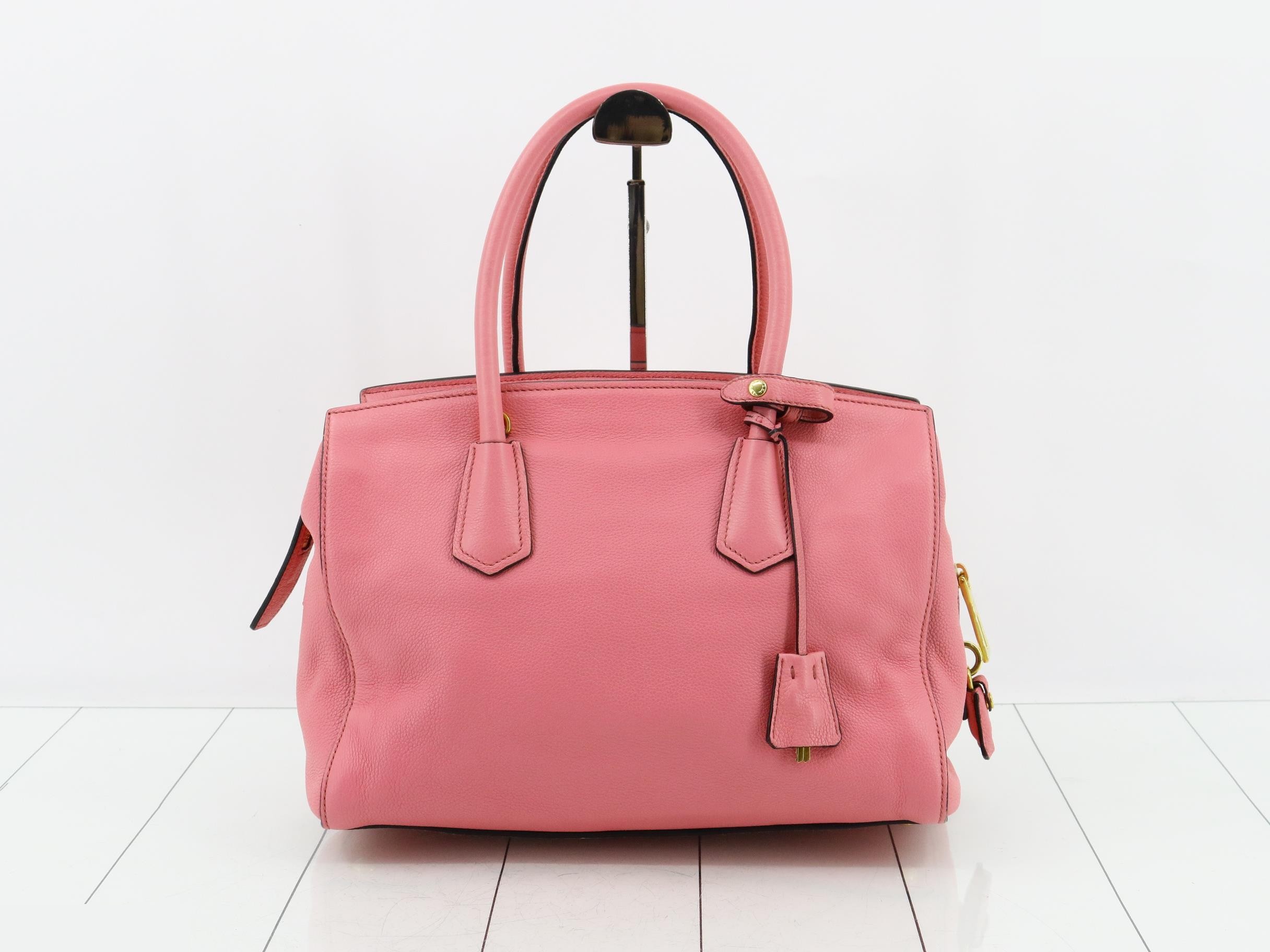 Vitello 2-Way Tote Bag, Pink, with Strap — view 2