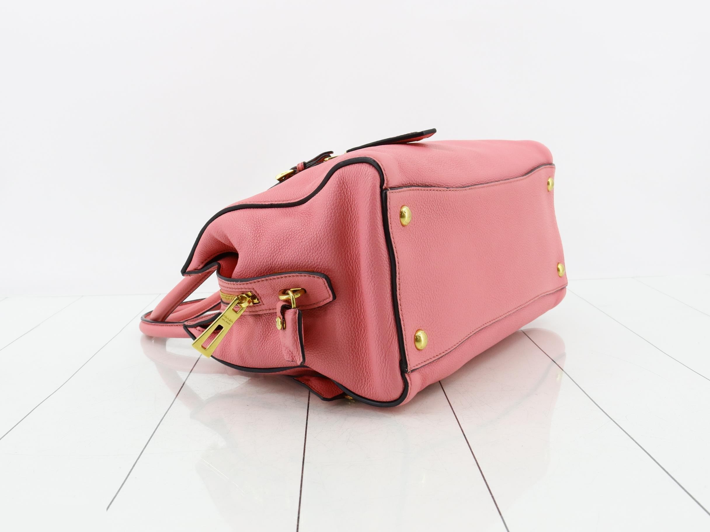 Vitello 2-Way Tote Bag, Pink, with Strap — view 5
