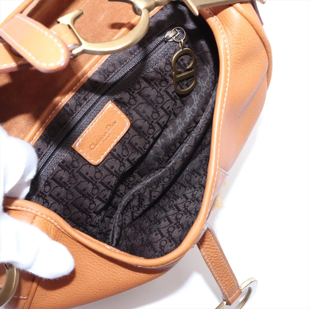 Saddlebag Leather Handbag Beige — view 7