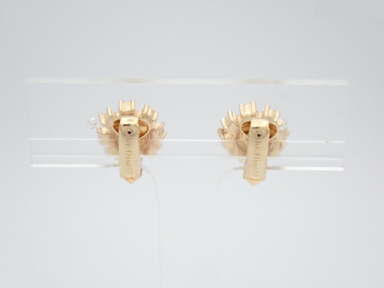Rhinestone and pearl gold-plated earrings — view 2