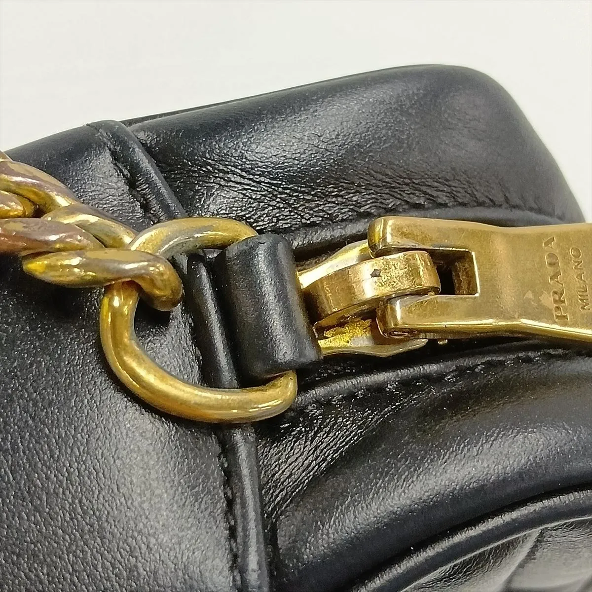 Diagram Leather Chain Shoulder Bag, Black — view 11