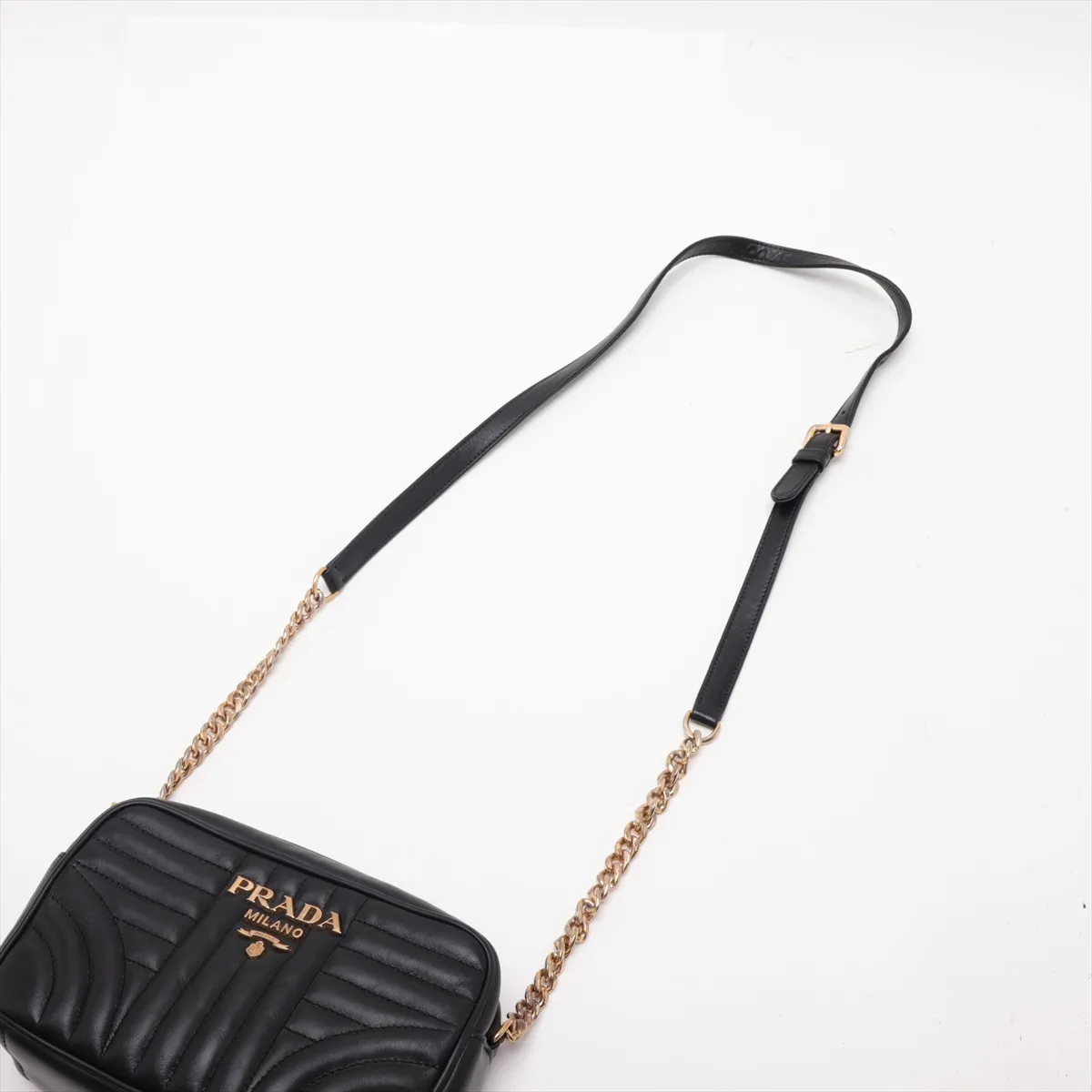 Diagram Leather Chain Shoulder Bag, Black — view 5