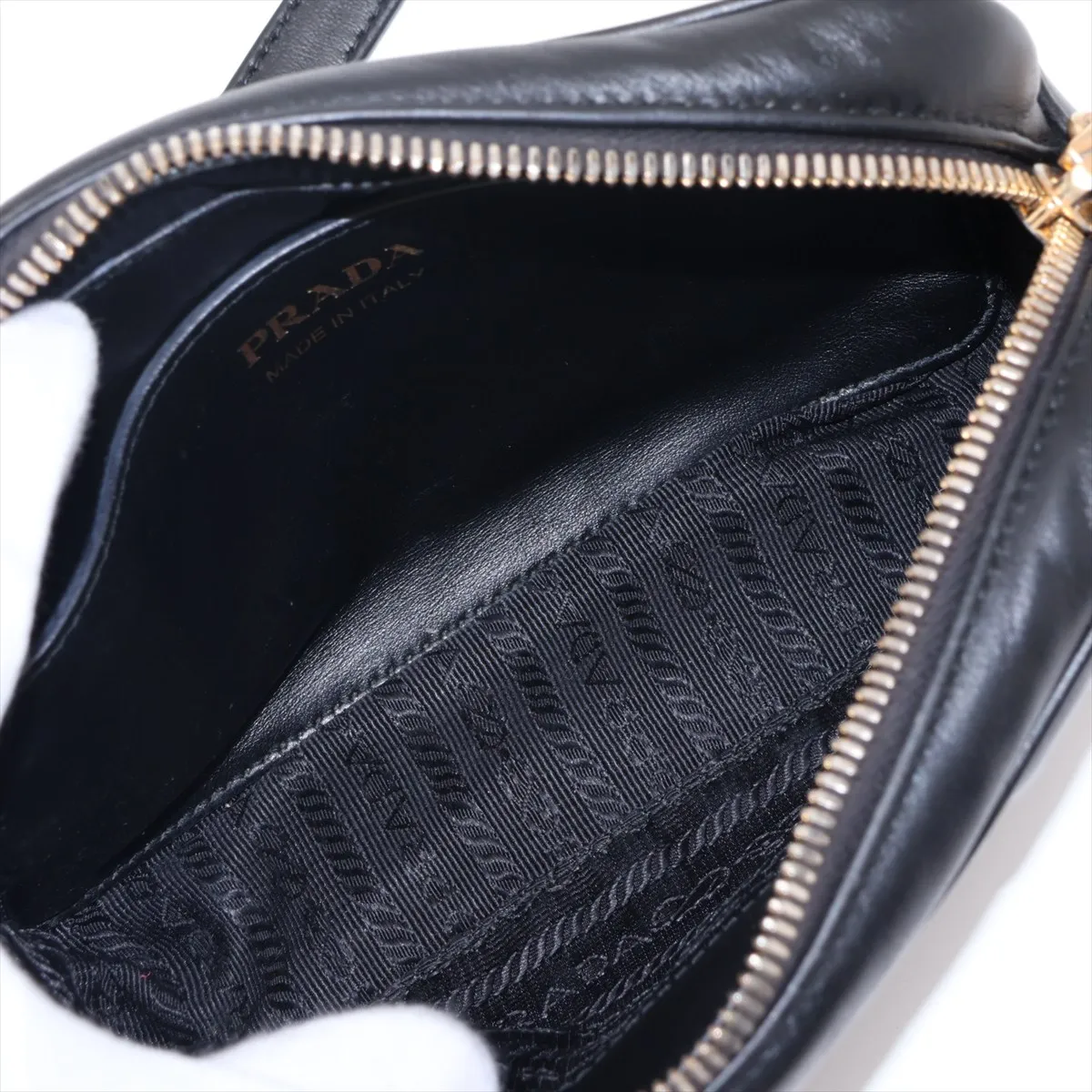 Diagram Leather Chain Shoulder Bag, Black — view 6