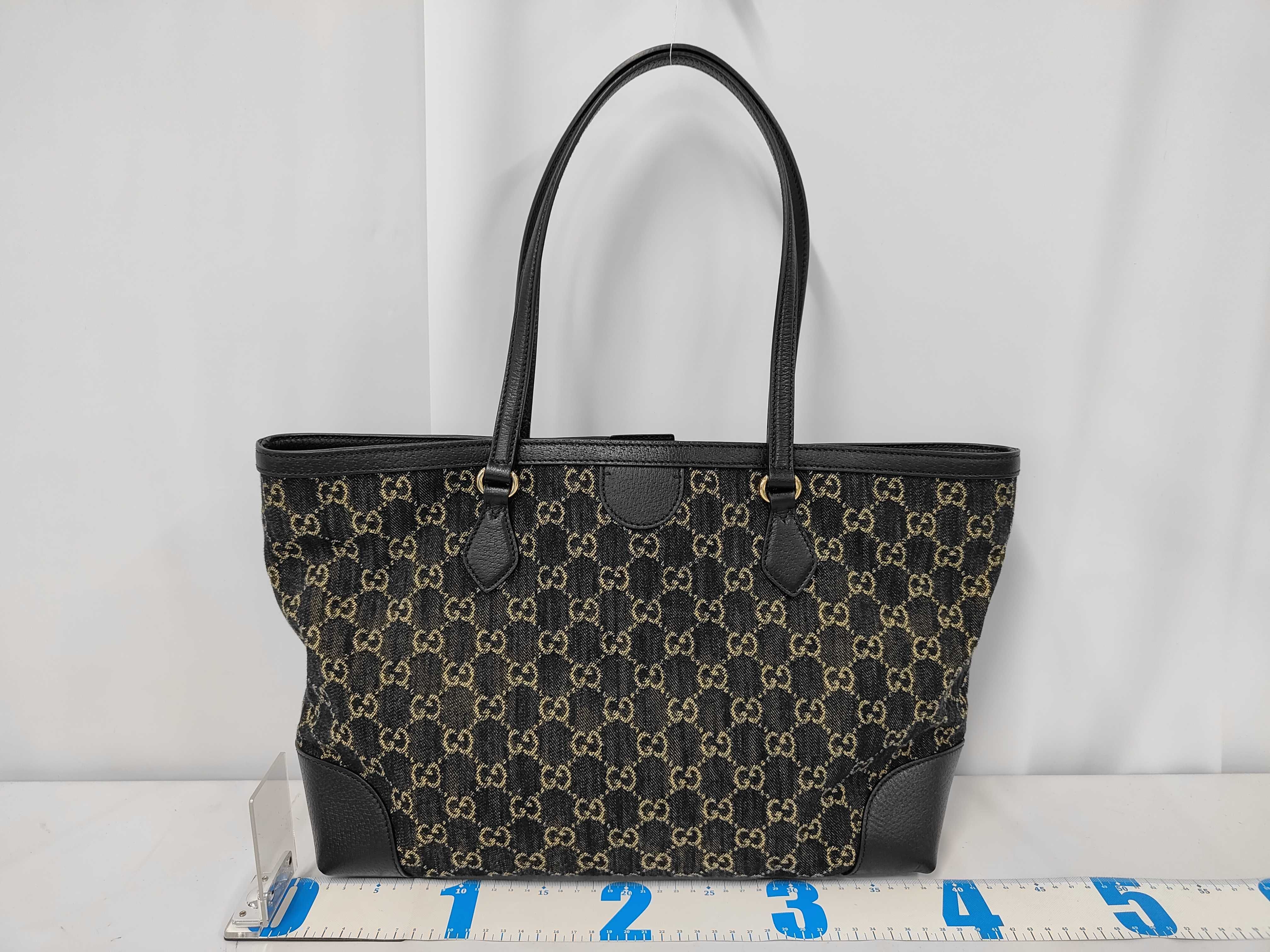 tote bag, GG pattern, denim, 631685. — view 2