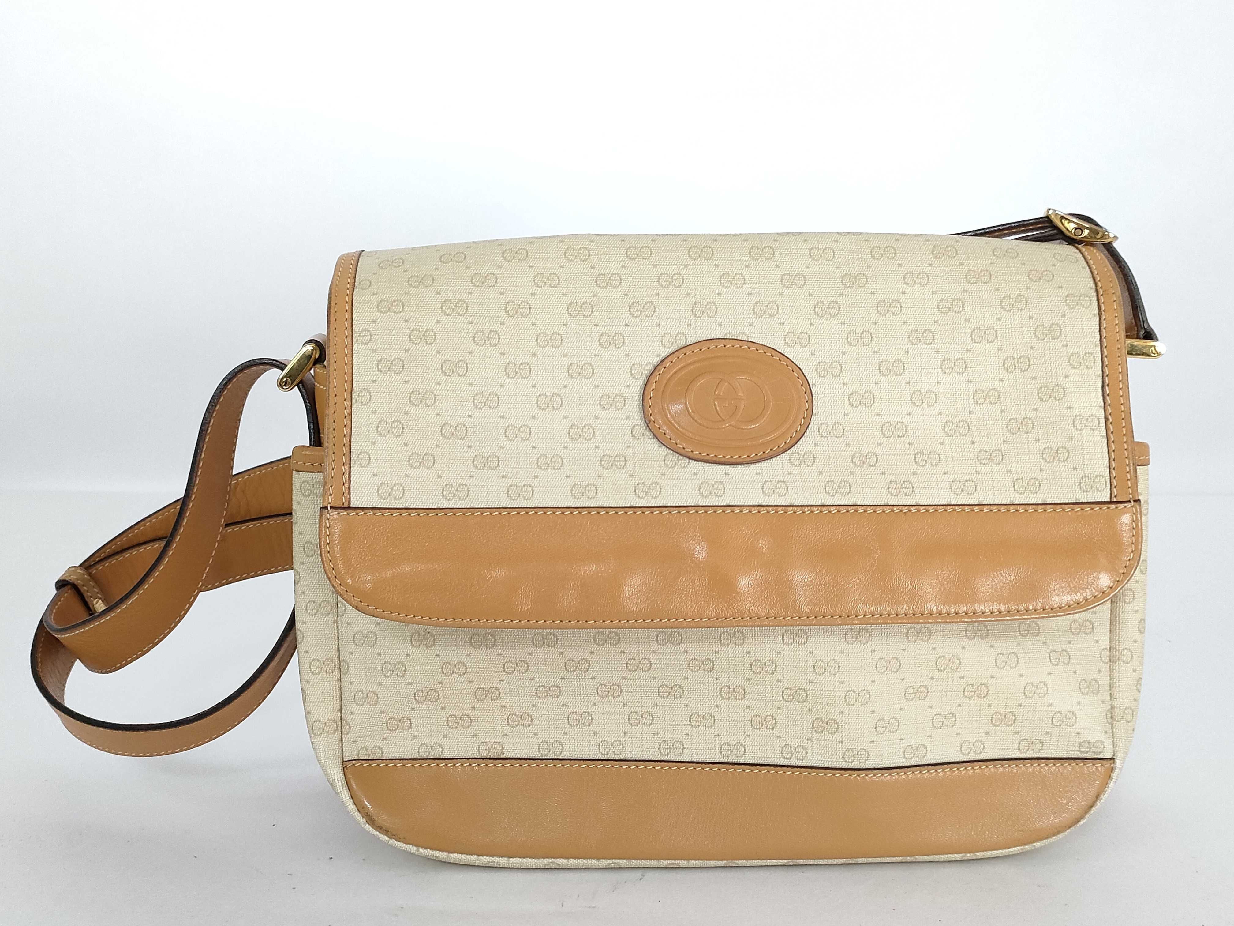 GG Gucci 001 14 0185 Micro GG Shoulder Bag PVC Leather Brown Shoulder Bag