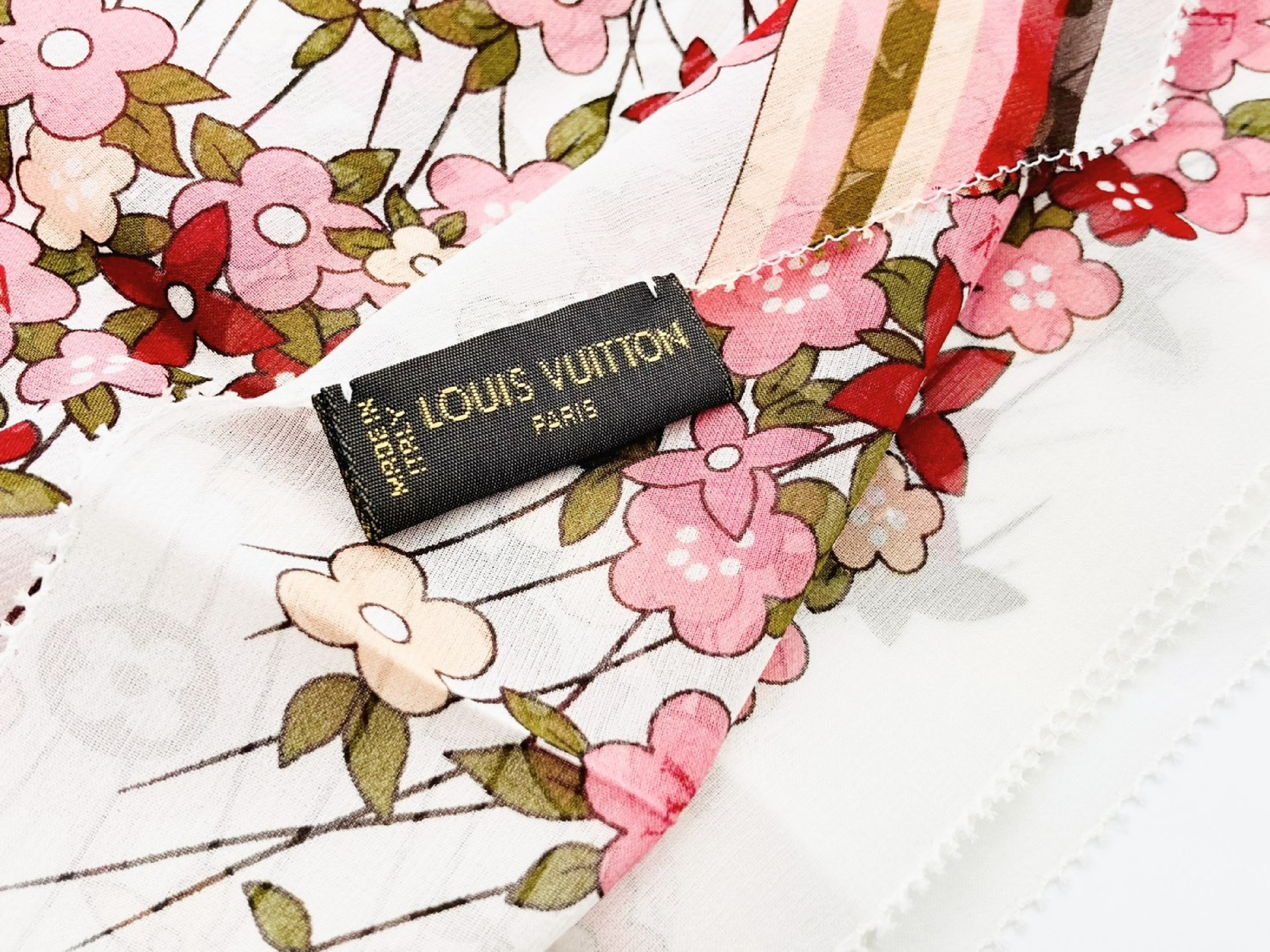 402470 Flower Bandeau Twilly Scarf Silk White x Pink Other Accessories — view 3