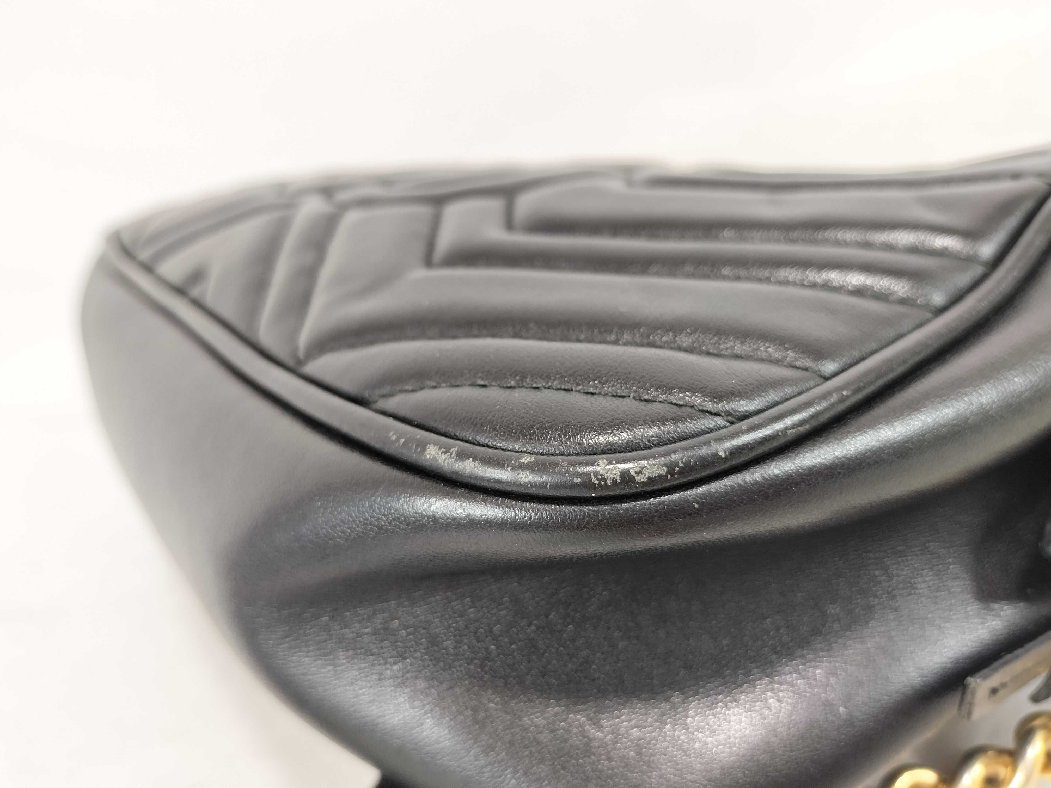 GG Marmont 447632 Leather Chain Shoulder Bag, Black — view 7
