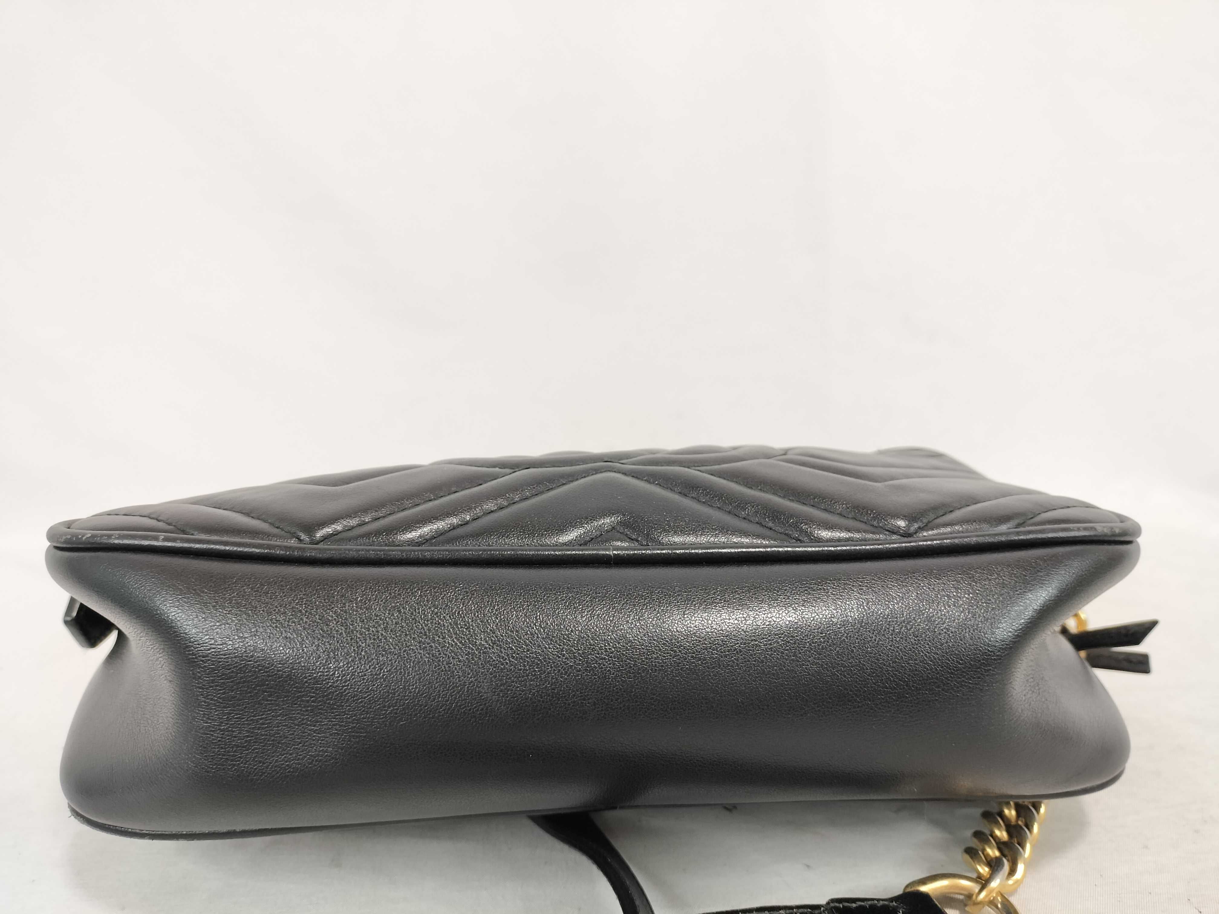 GG Marmont 447632 Leather Chain Shoulder Bag, Black — view 8