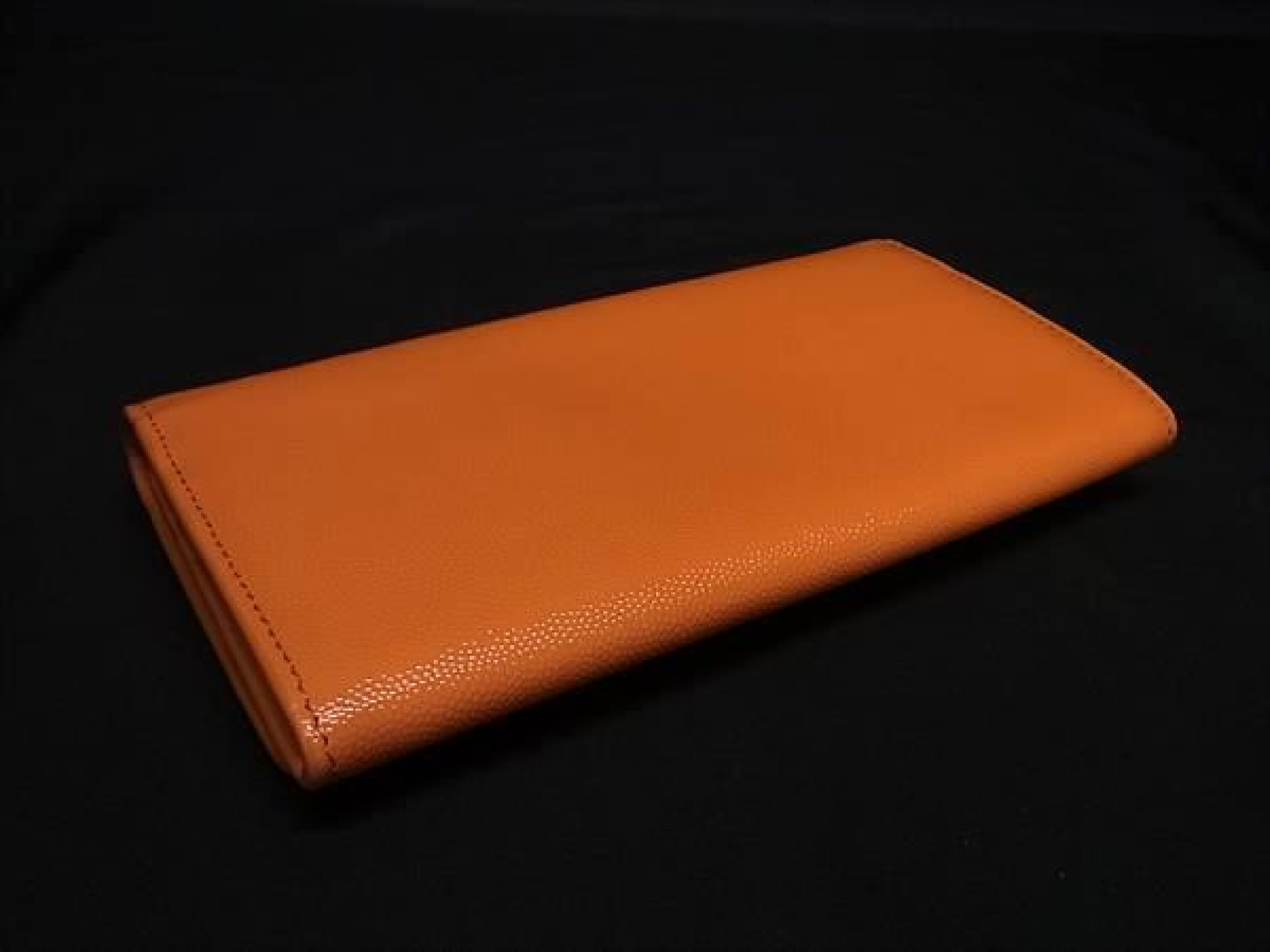 Leather Bi-fold Long Wallet, Coin Purse, Bill Compartment, Card Slots, Women's, Orange, GE0868 — view 2