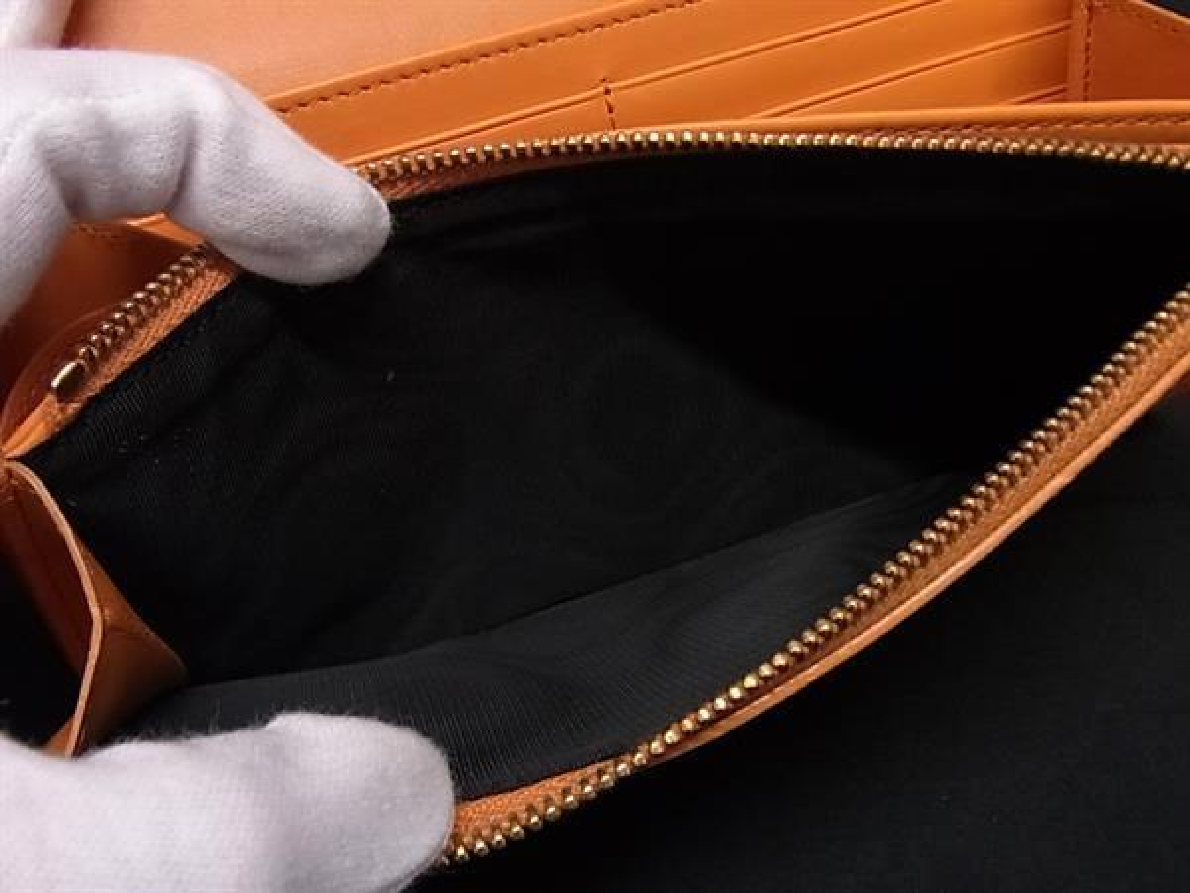 Leather Bi-fold Long Wallet, Coin Purse, Bill Compartment, Card Slots, Women's, Orange, GE0868 — view 5