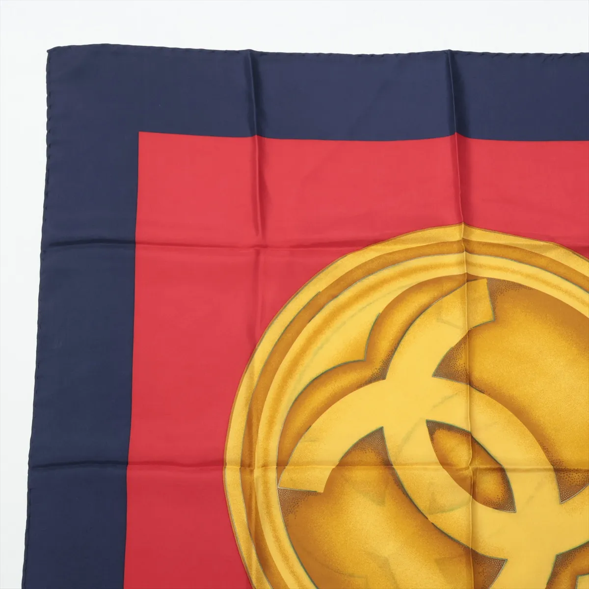 Coco Mark Scarf Silk Navy x Red Thread Fuzz Thread — view 2