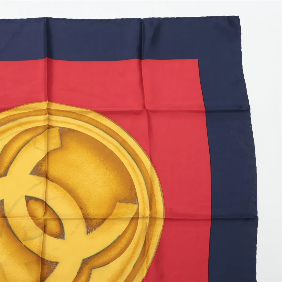Coco Mark Scarf Silk Navy x Red Thread Fuzz Thread — view 3