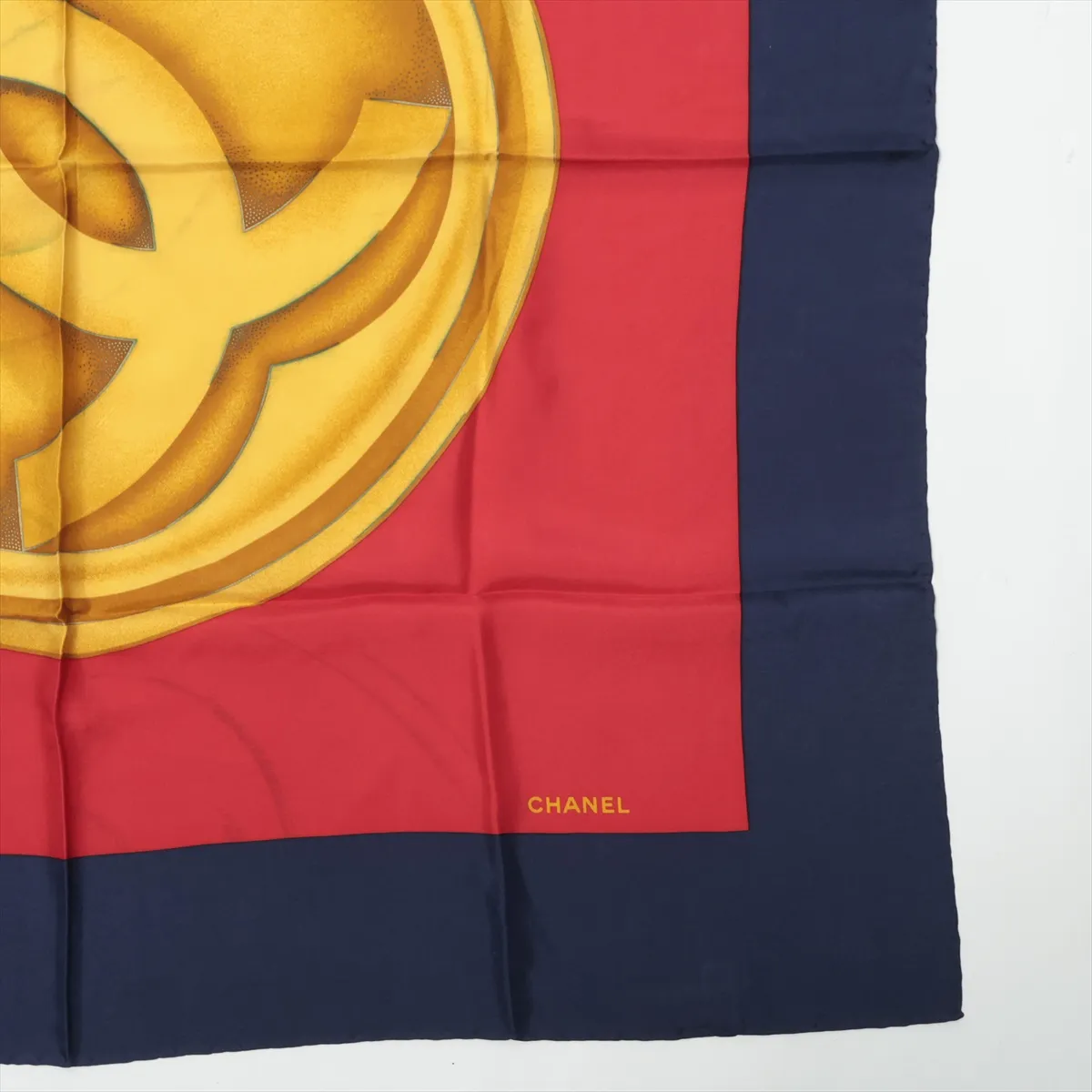 Coco Mark Scarf Silk Navy x Red Thread Fuzz Thread — view 4