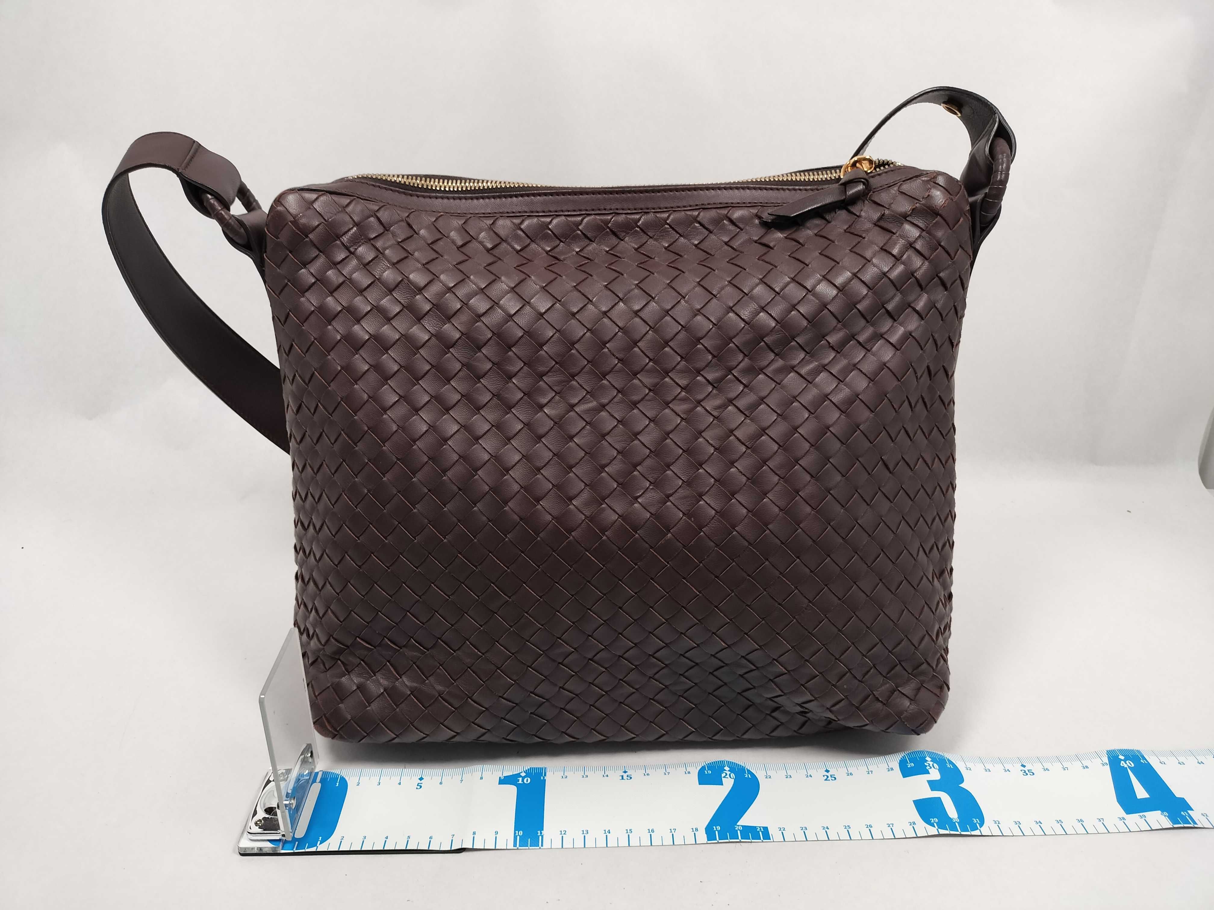 Intrecciato Shoulder Bag (Brown) — view 2