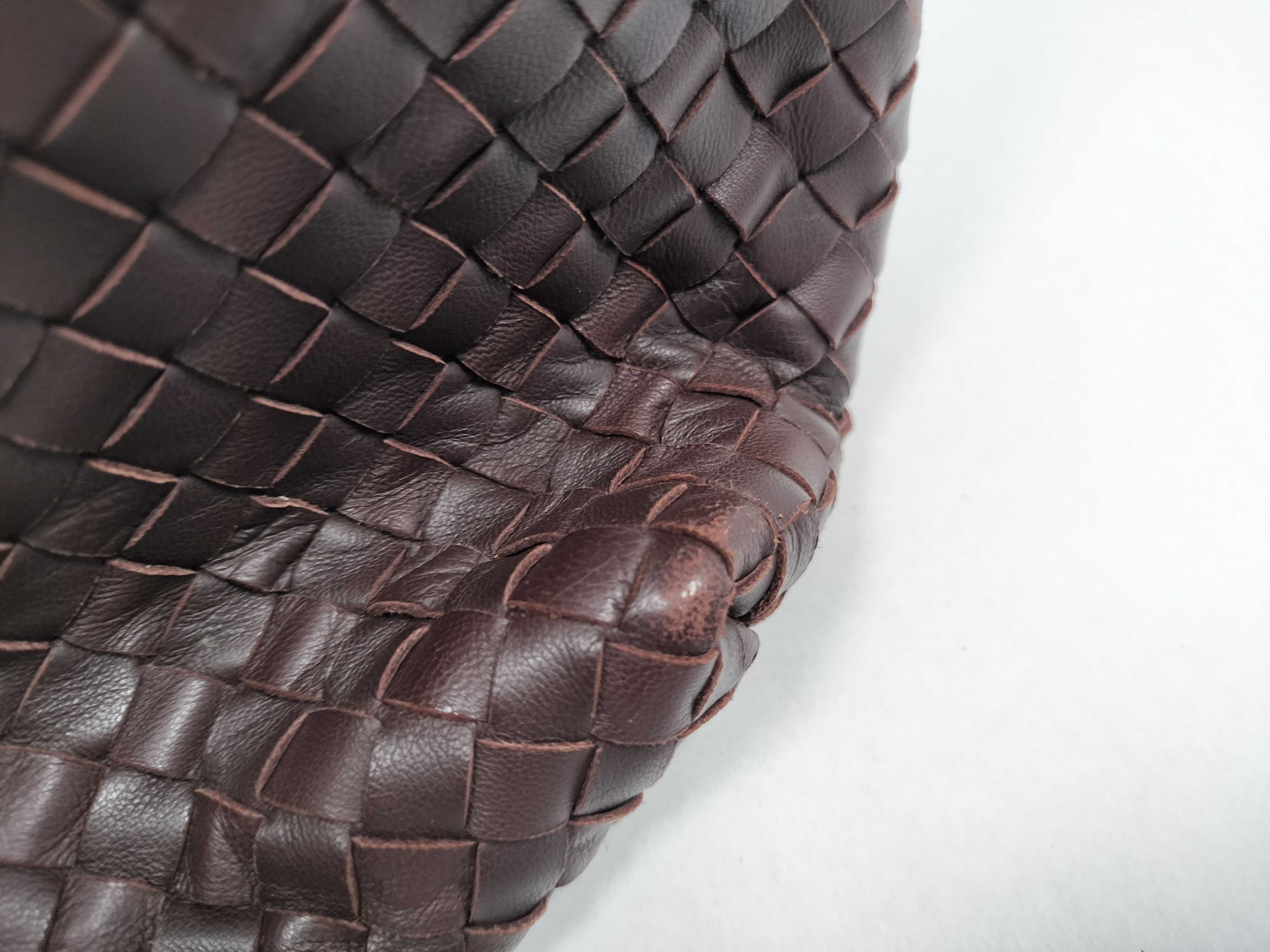 Intrecciato Shoulder Bag (Brown) — view 15