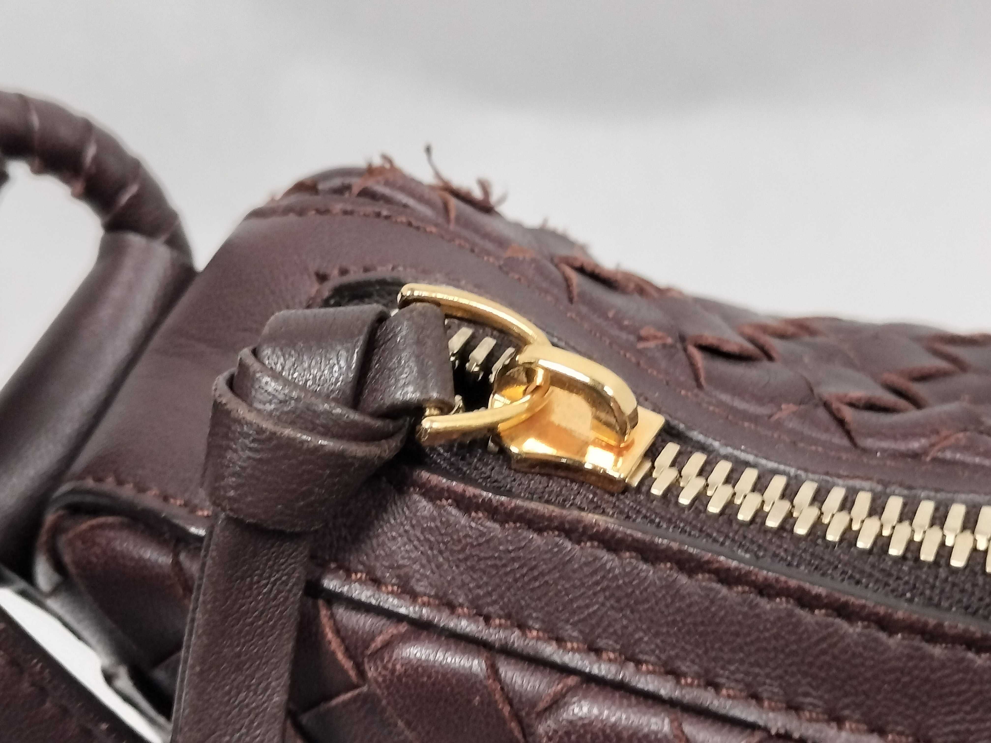 Intrecciato Shoulder Bag (Brown) — view 9