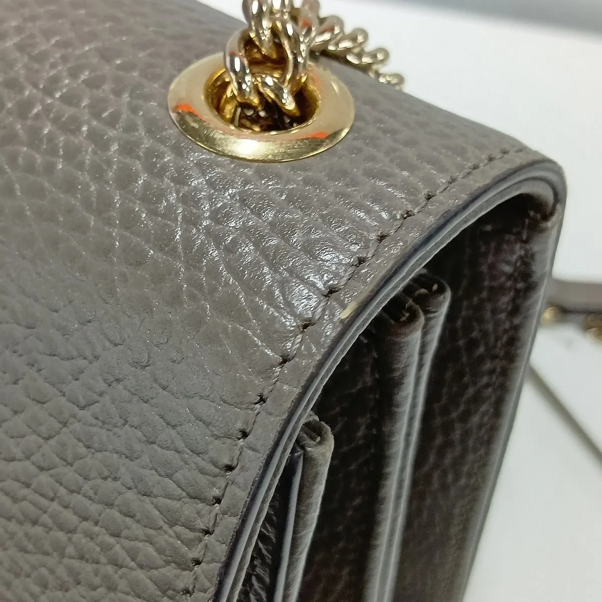 Interlocking G Leather Chain Shoulder Bag, Gray, 510304 (Outlet) — view 10
