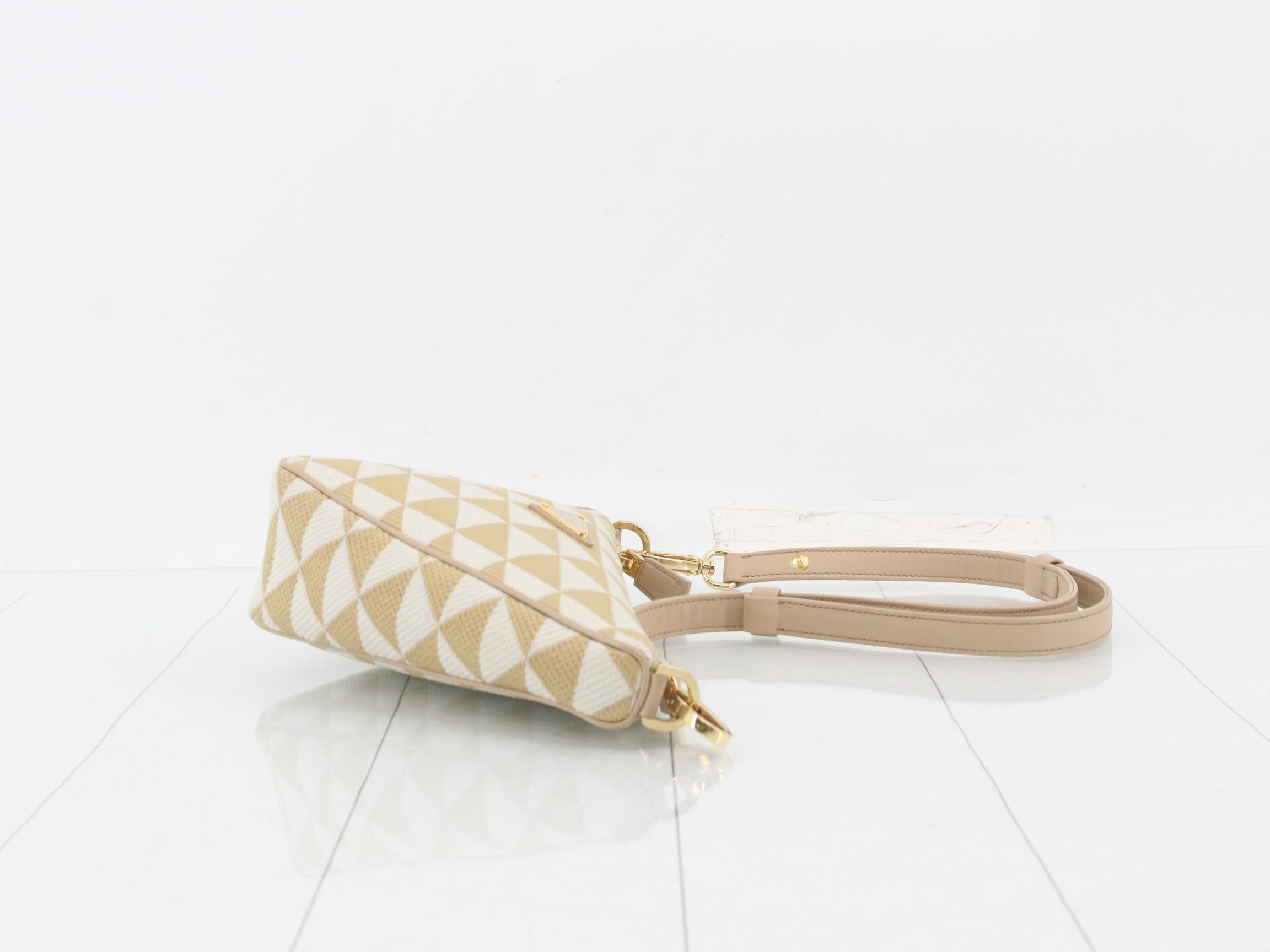 Triangle Canvas Shoulder Bag, Beige — view 3