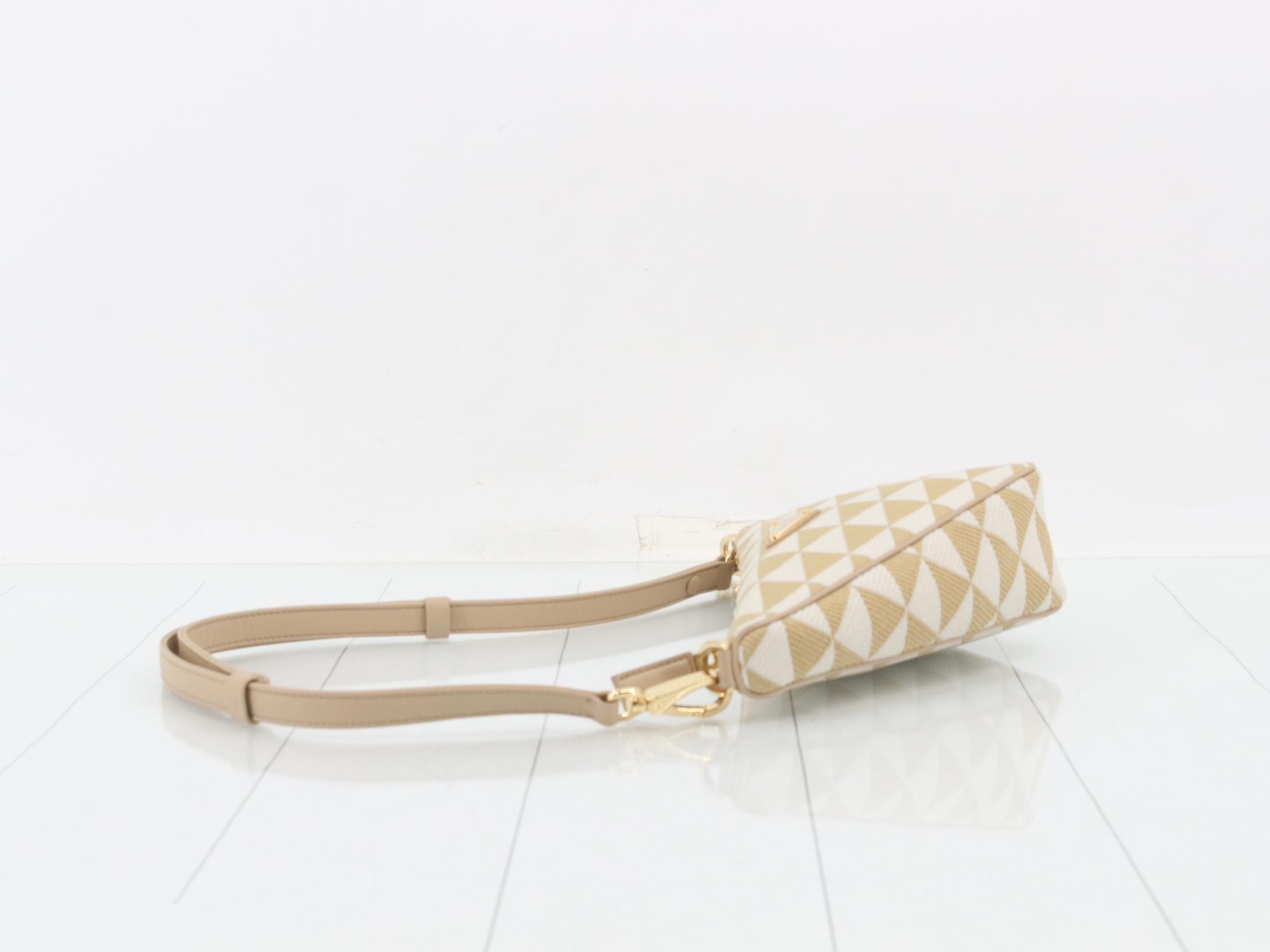 Triangle Canvas Shoulder Bag, Beige — view 4