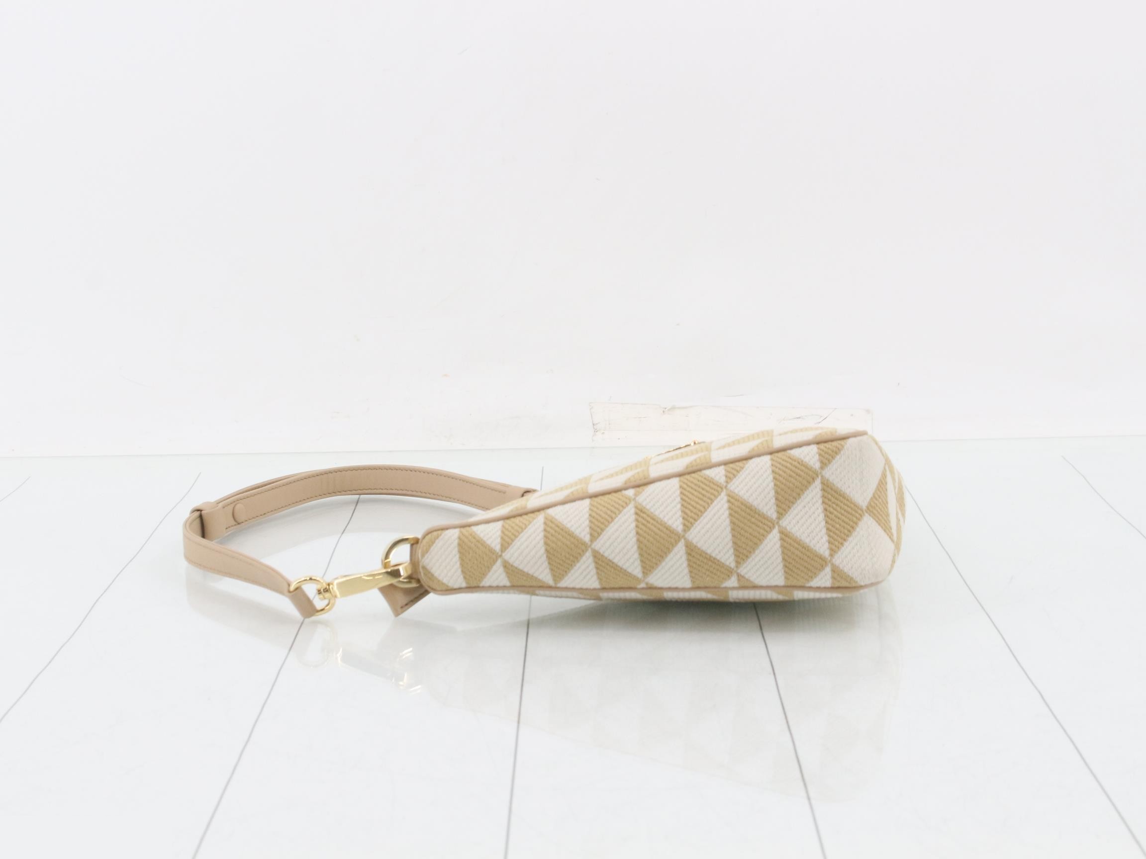 Triangle Canvas Shoulder Bag, Beige — view 5