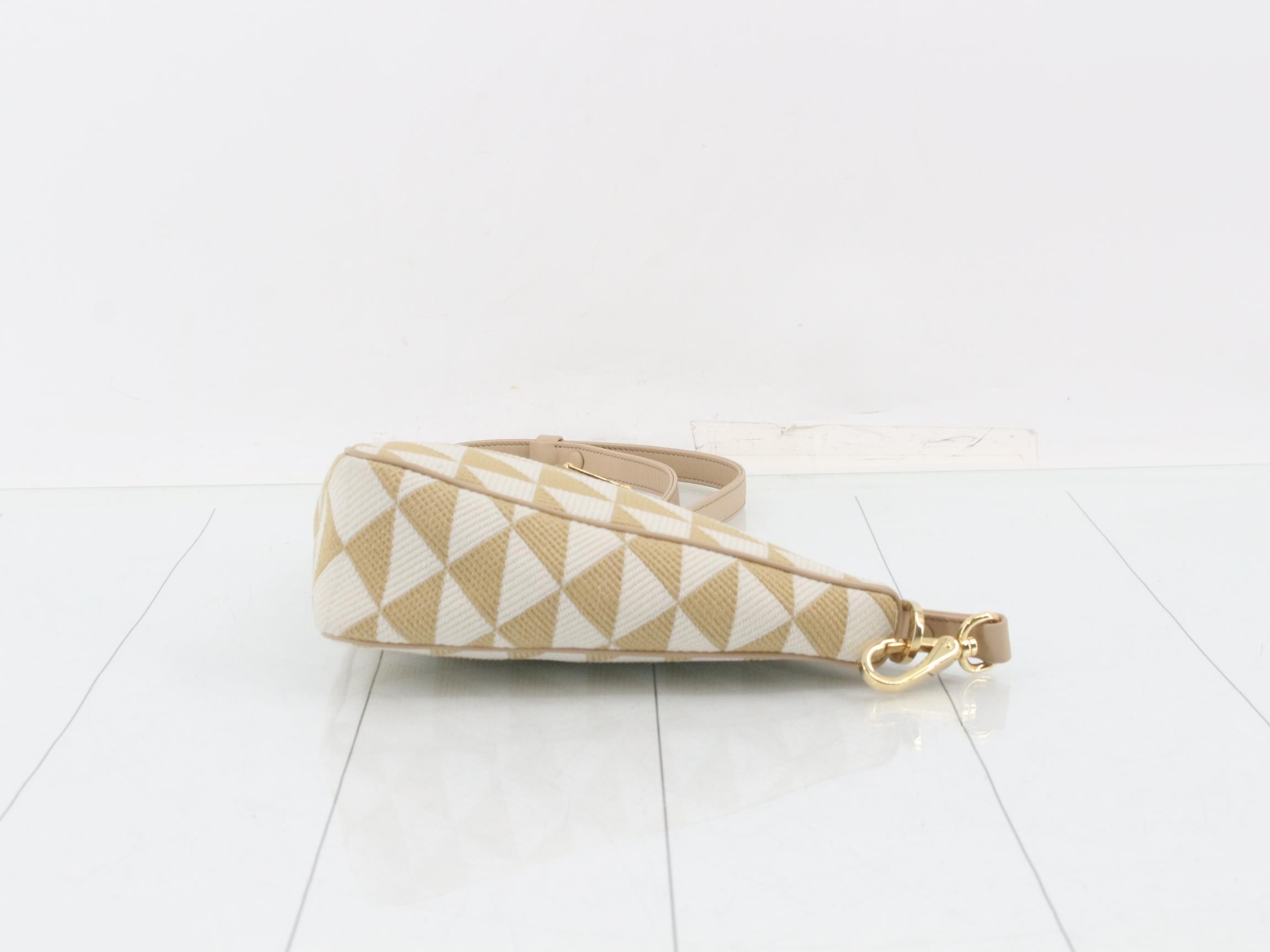 Triangle Canvas Shoulder Bag, Beige — view 6