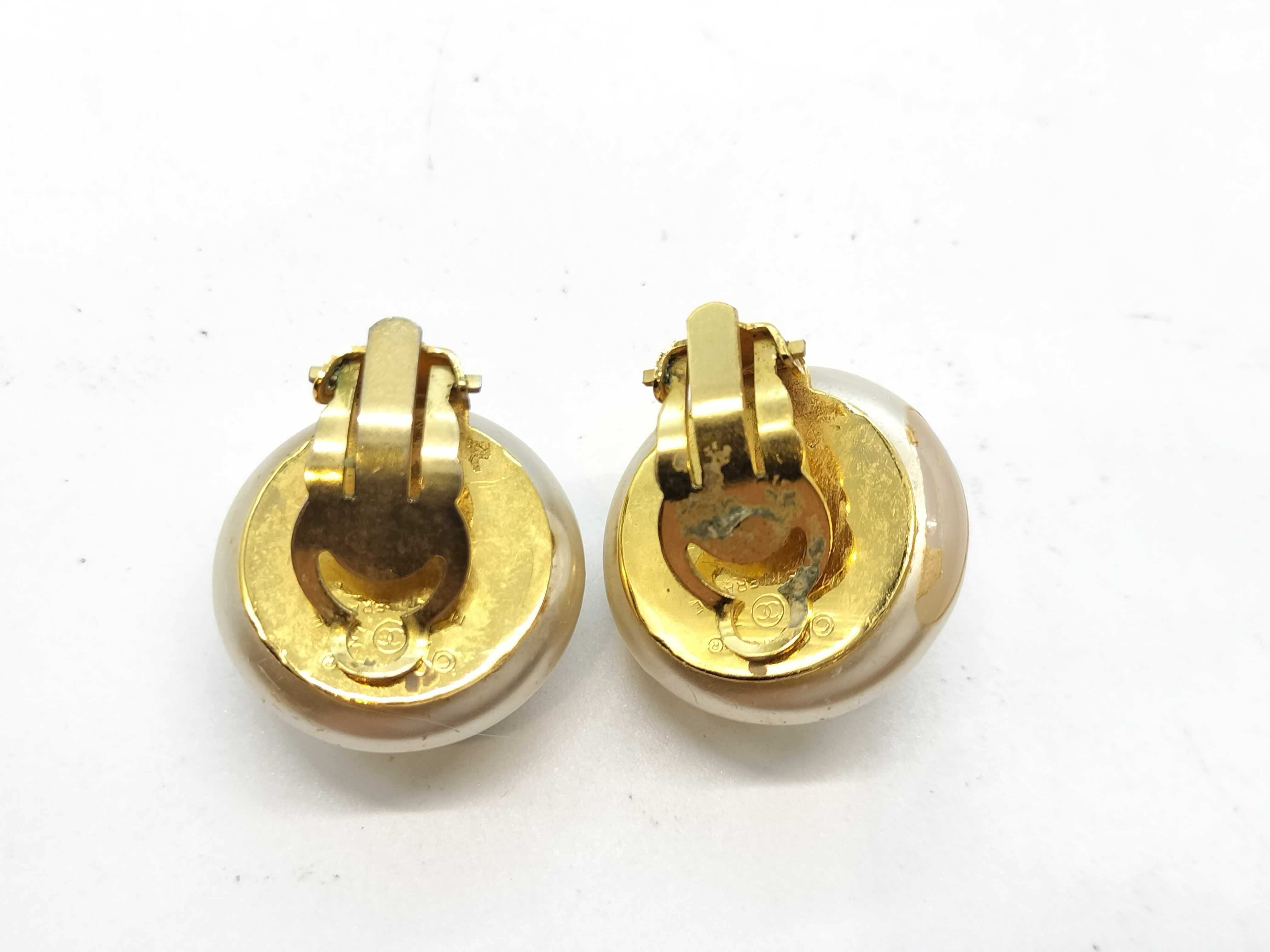 Faux Pearl Coco Mark Gold Earrings (2 & 3) — view 2