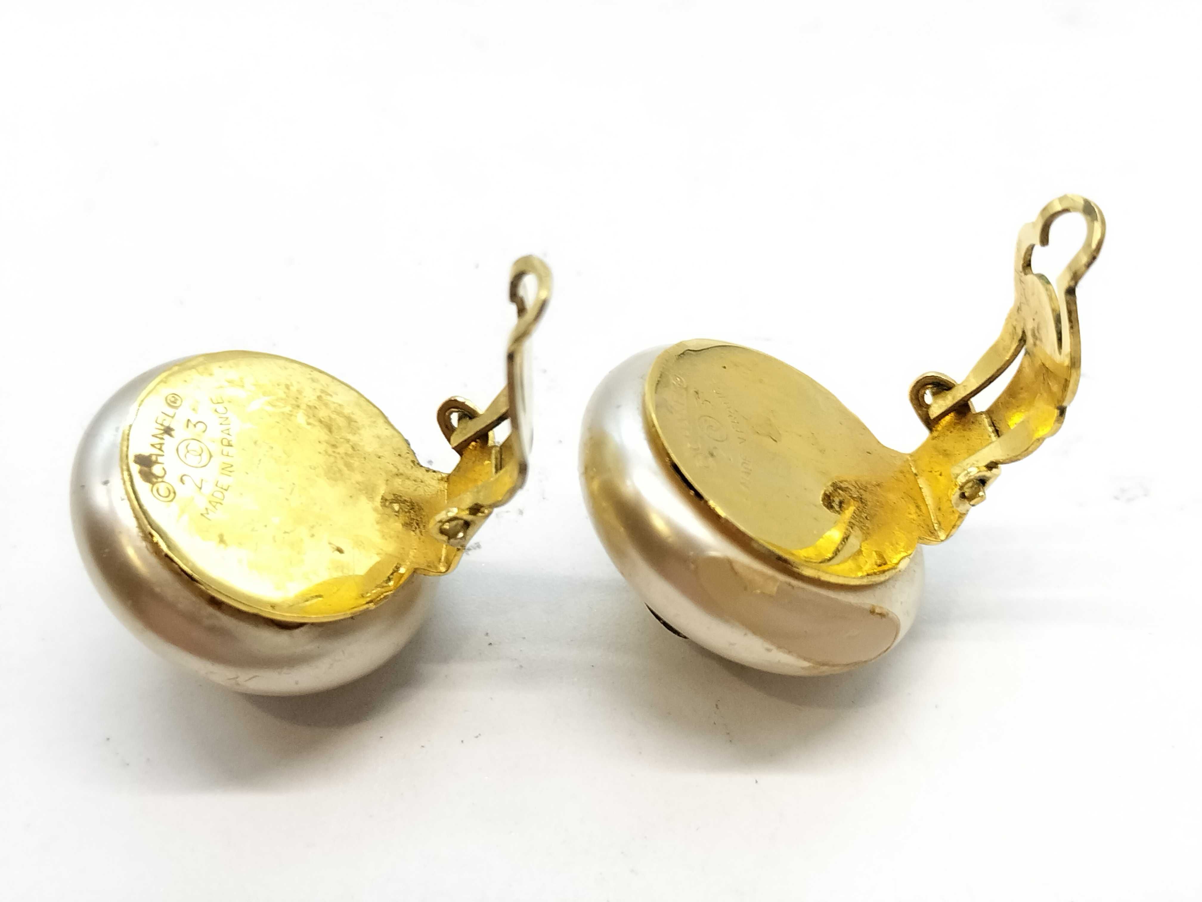 Faux Pearl Coco Mark Gold Earrings (2 & 3) — view 4