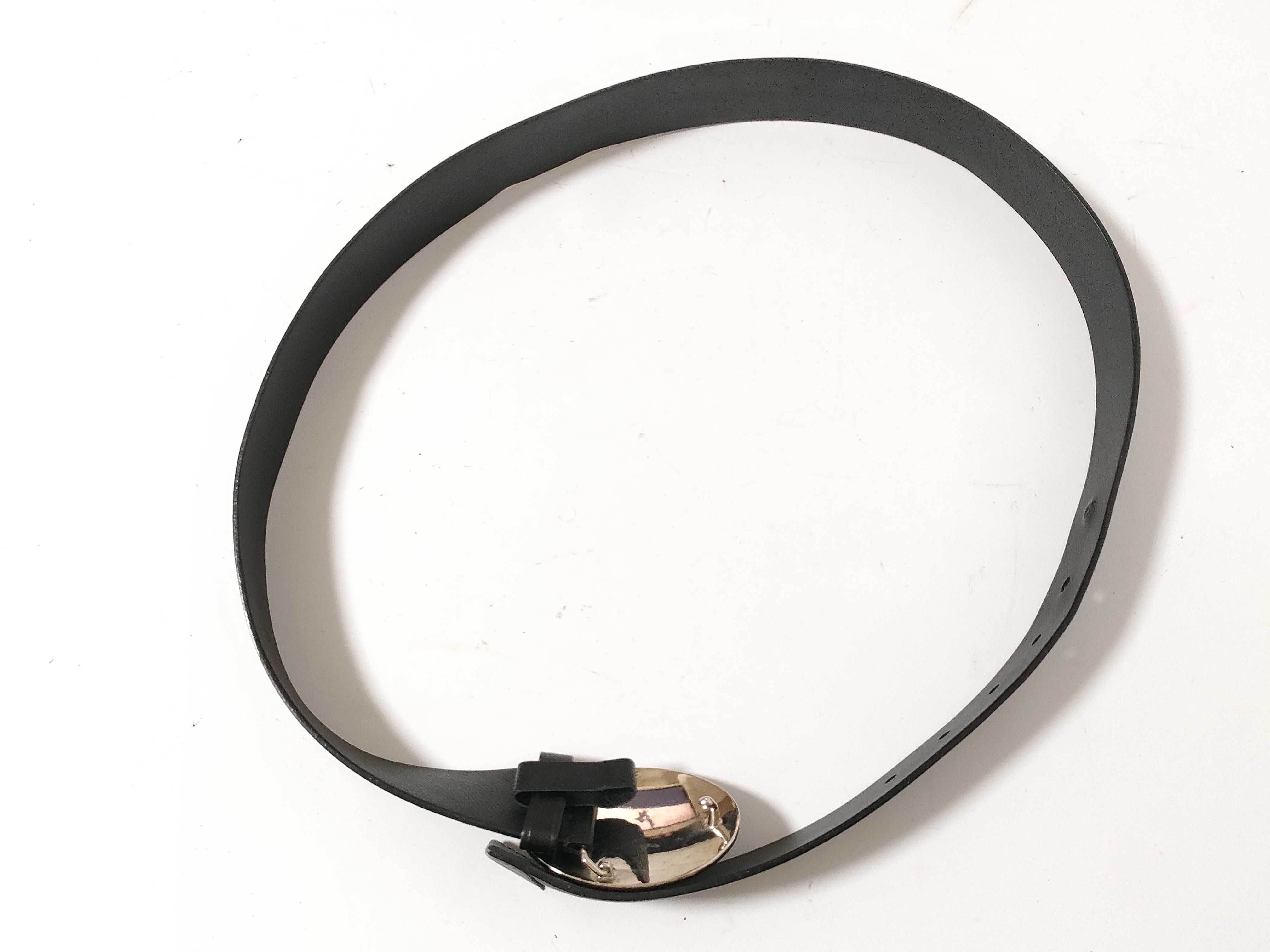 Oval Logo Buckle Belt, Silver & Black Belt — view 3