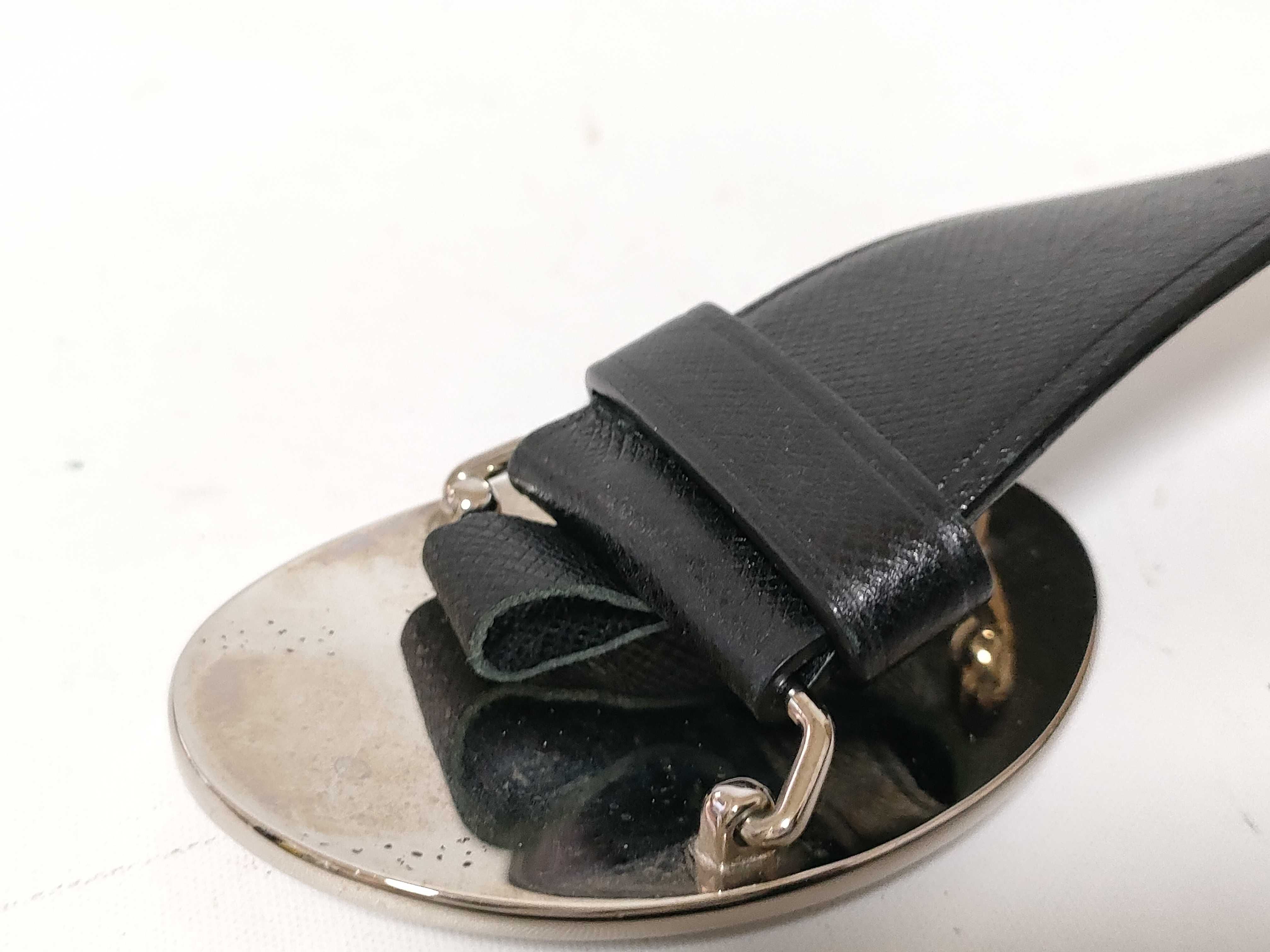 Oval Logo Buckle Belt, Silver & Black Belt — view 8