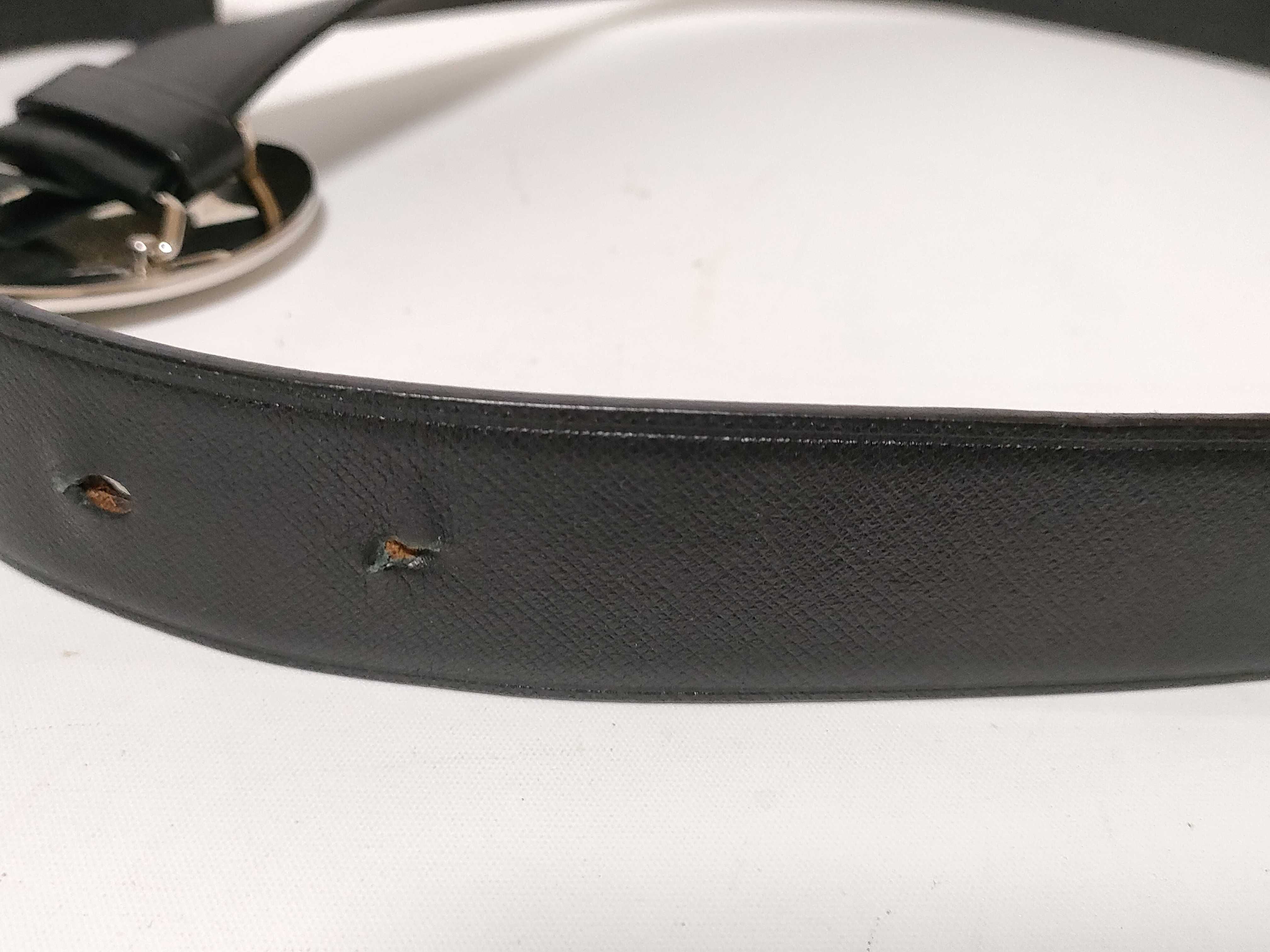 Oval Logo Buckle Belt, Silver & Black Belt — view 9