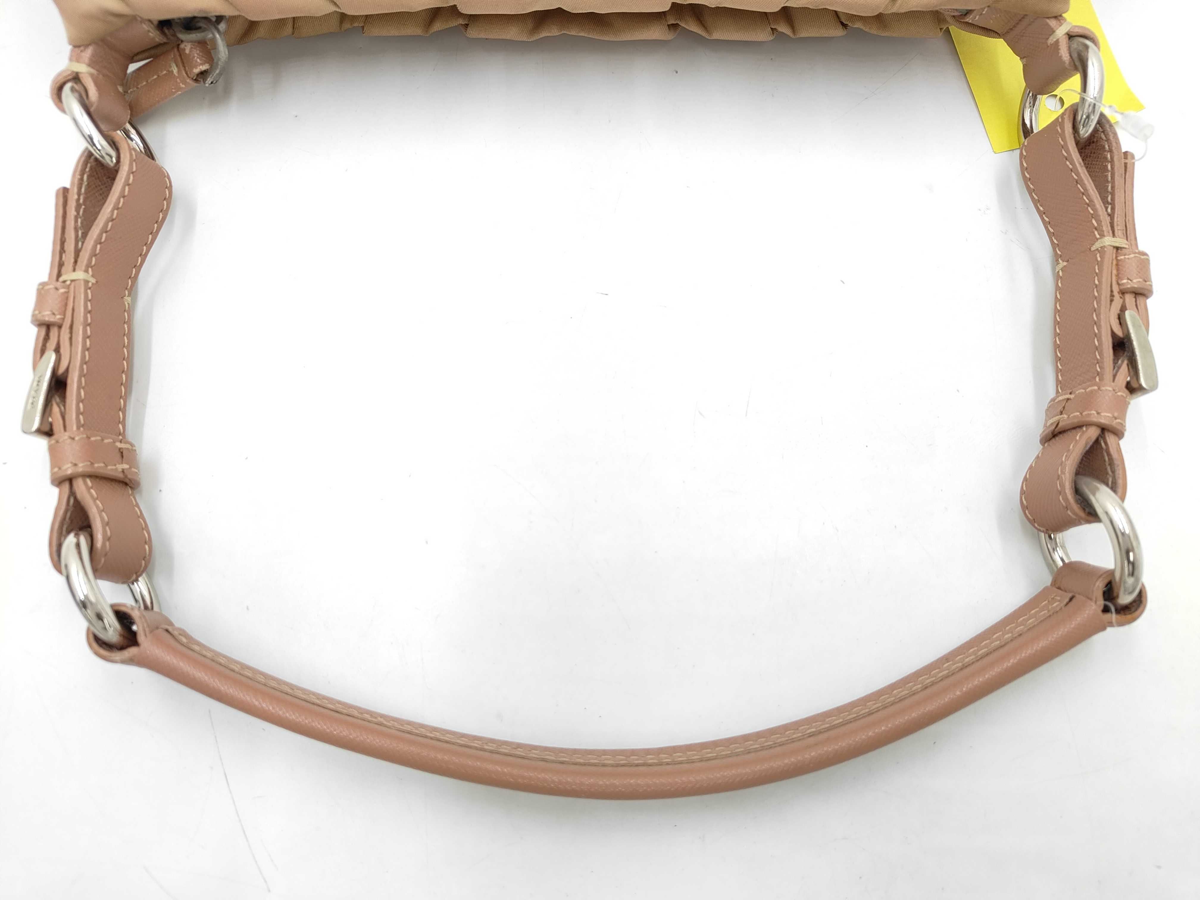 Nylon One-Shoulder Bag, Nylon Patchwork, Beige Shoulder Bag — view 4
